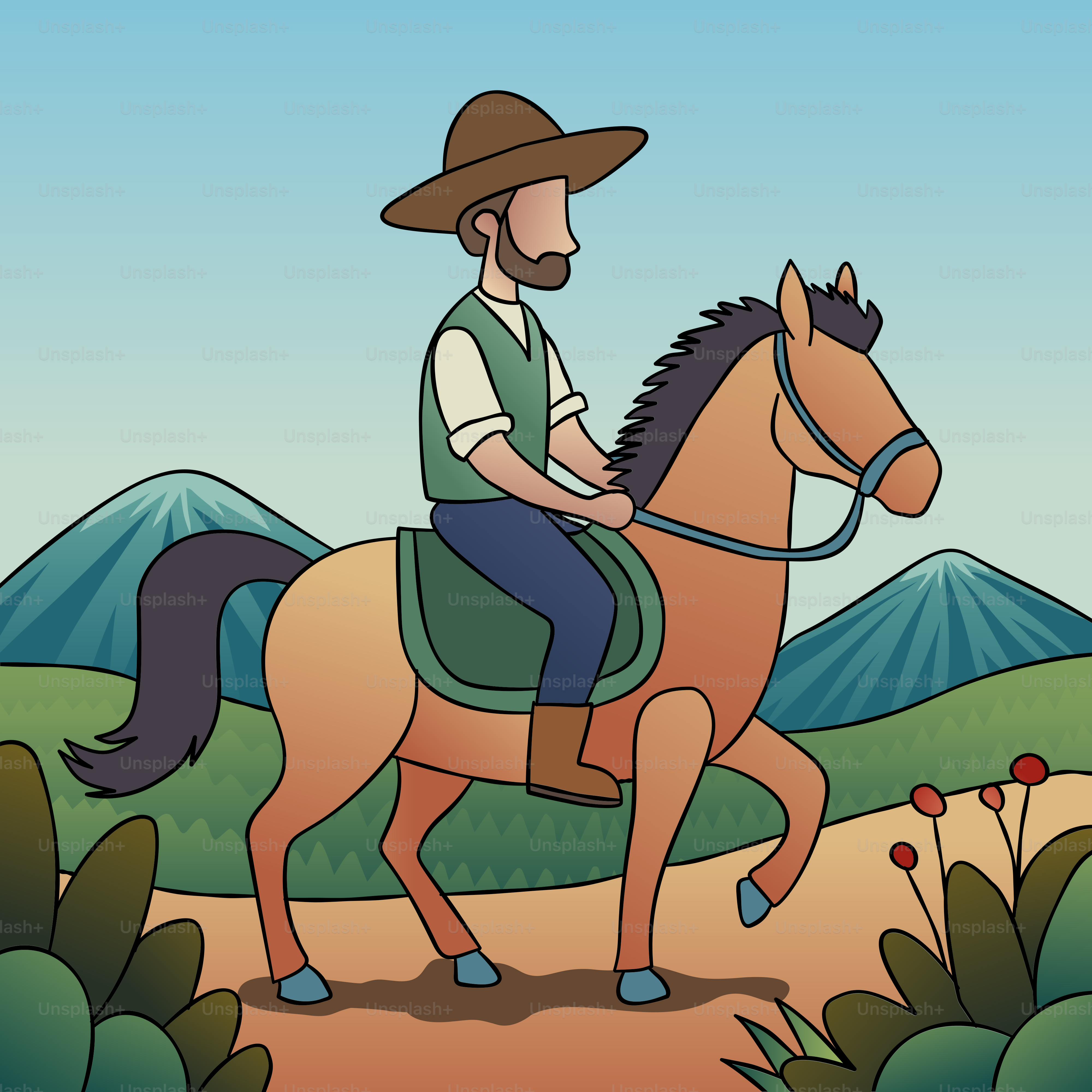 A man in a cowboy hat riding a horse