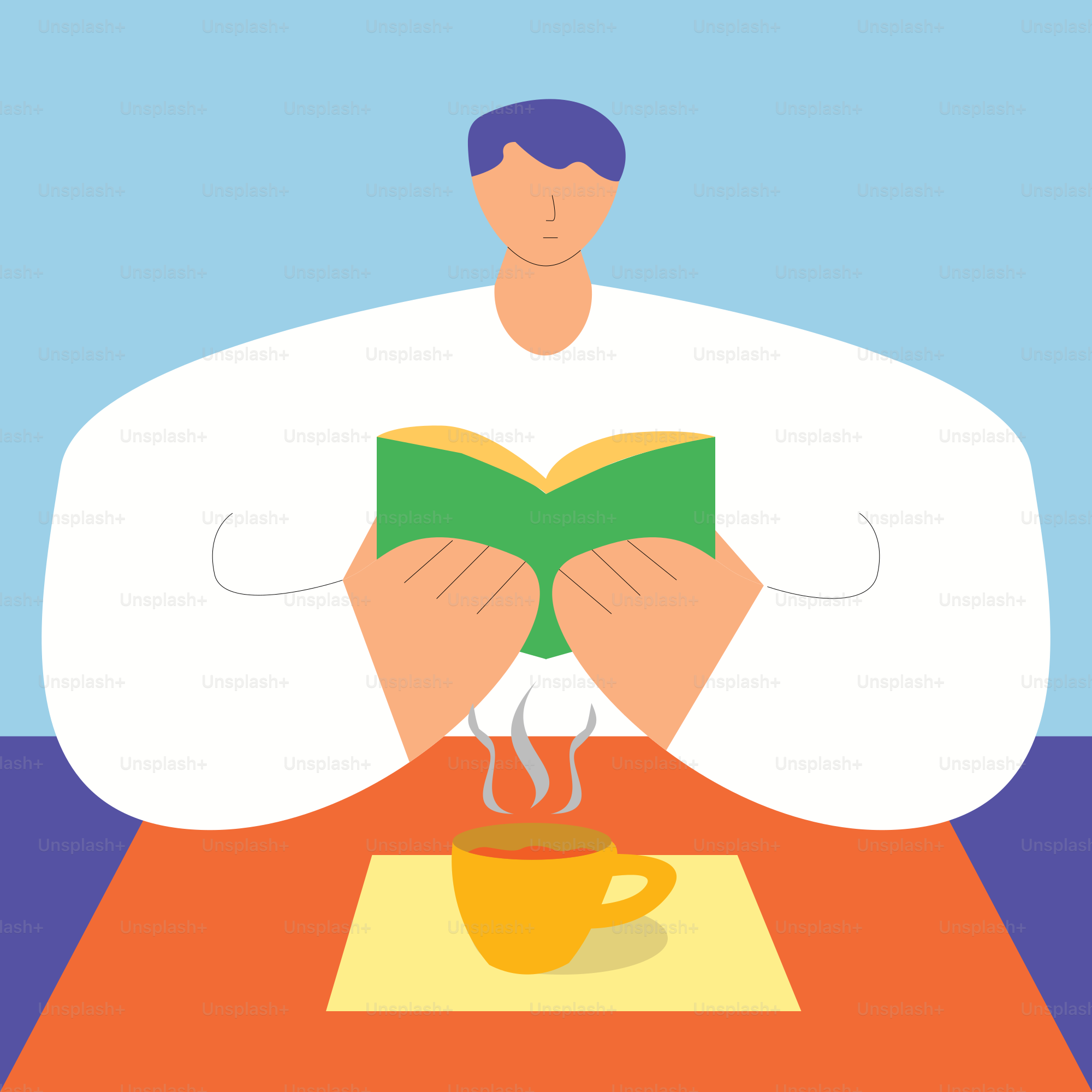 Un homme assis à une table en train de lire un livre