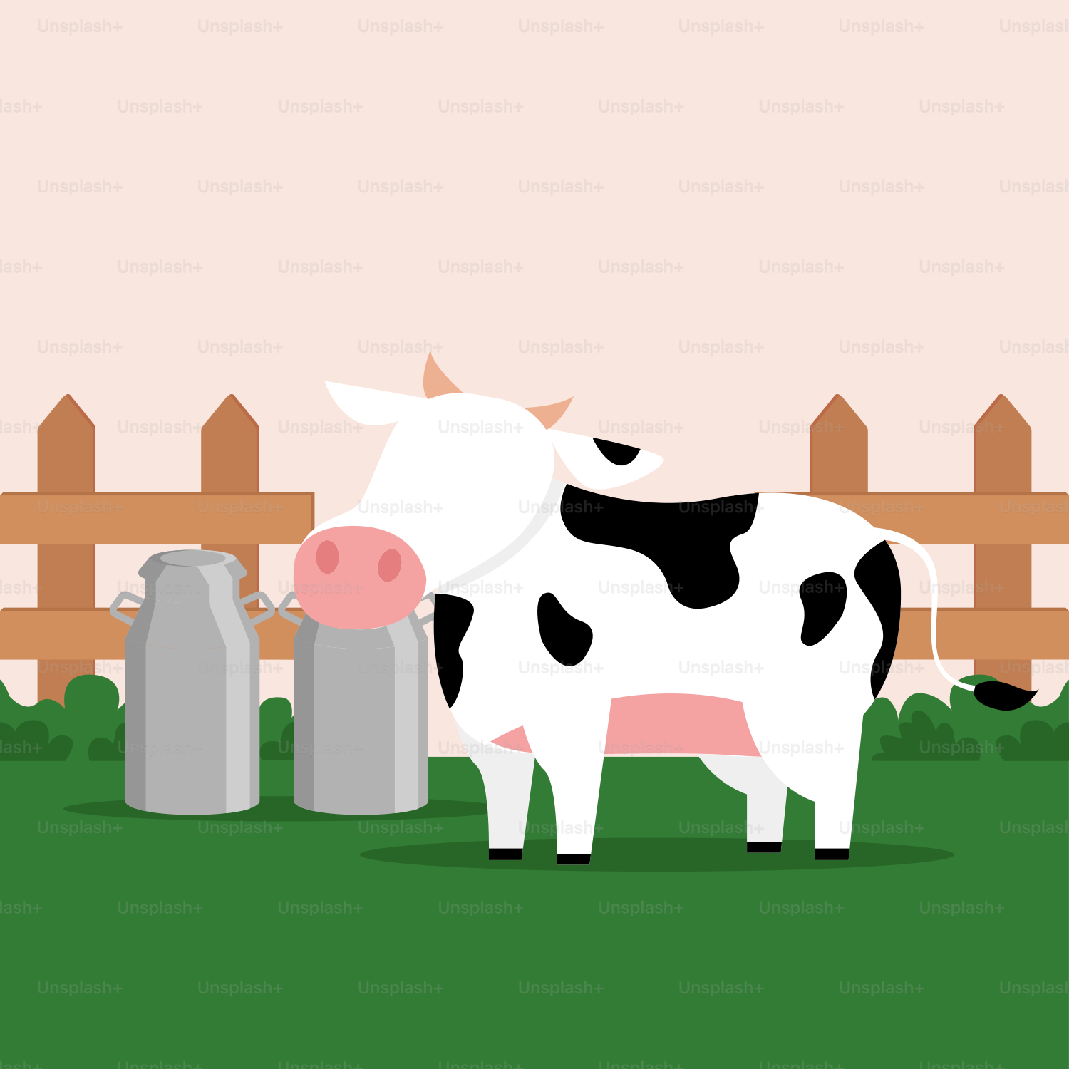 A black and white cow standing next to a fence