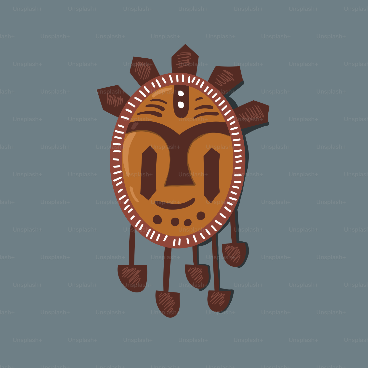A drawing of a clock with a face on it
