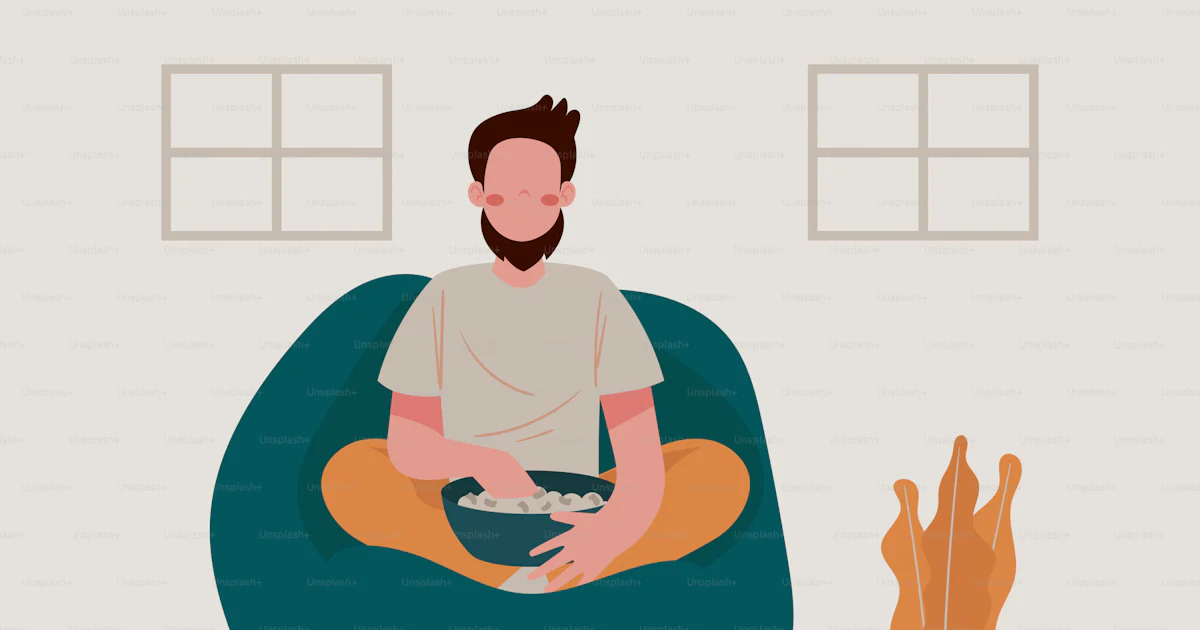 Duduk Vector Vektor Seorang pria duduk di kursi bean bag di ruang tamu – Gambar ...