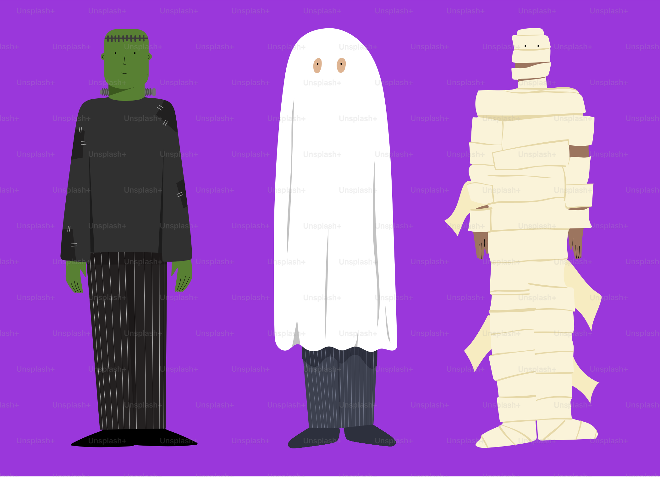 A group of people standing next to each other in front of a purple background