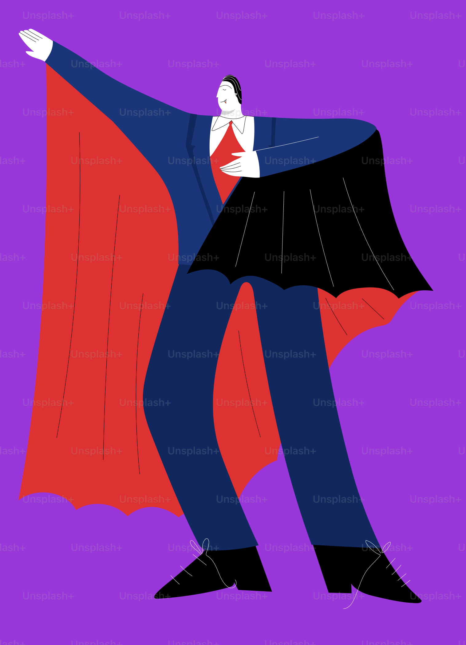 A man in a red cape is dancing