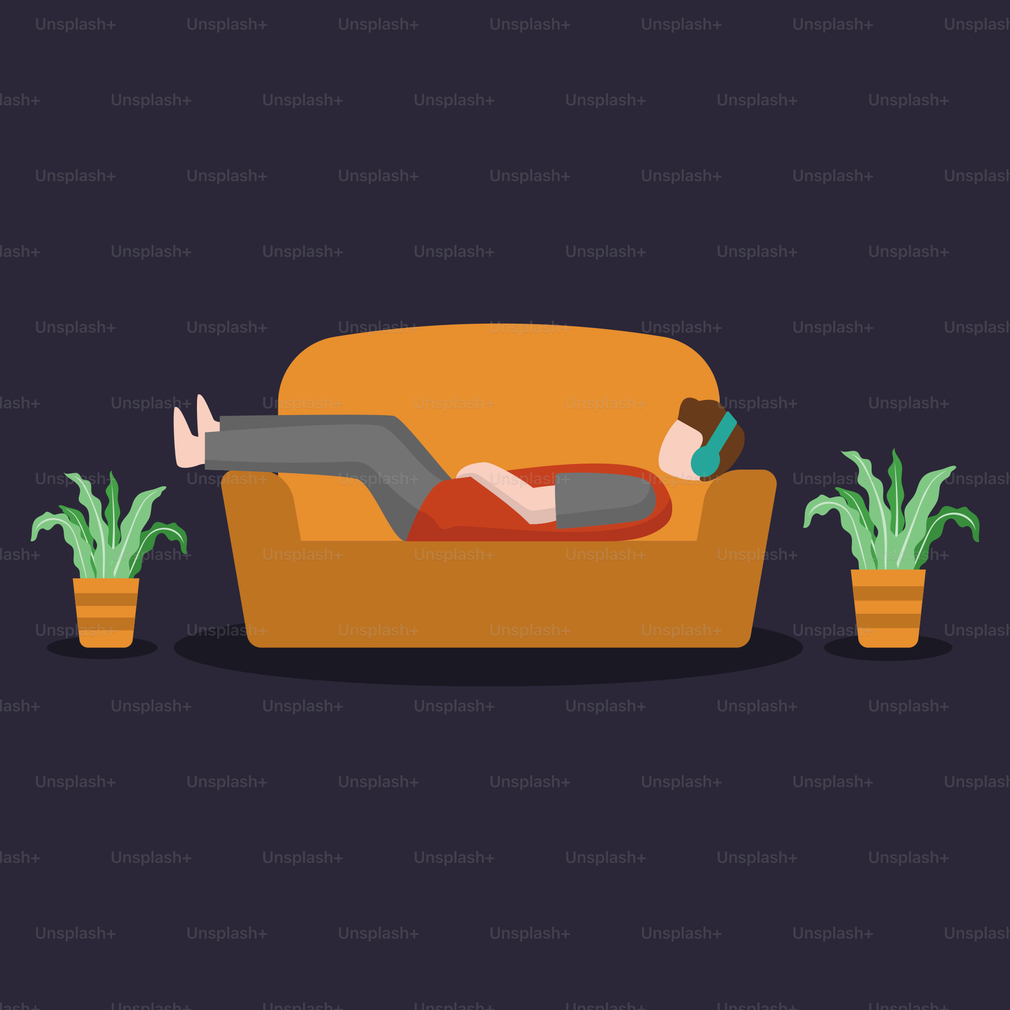 Ein Mann, der auf einem Sofa vor einem Topf liegt.