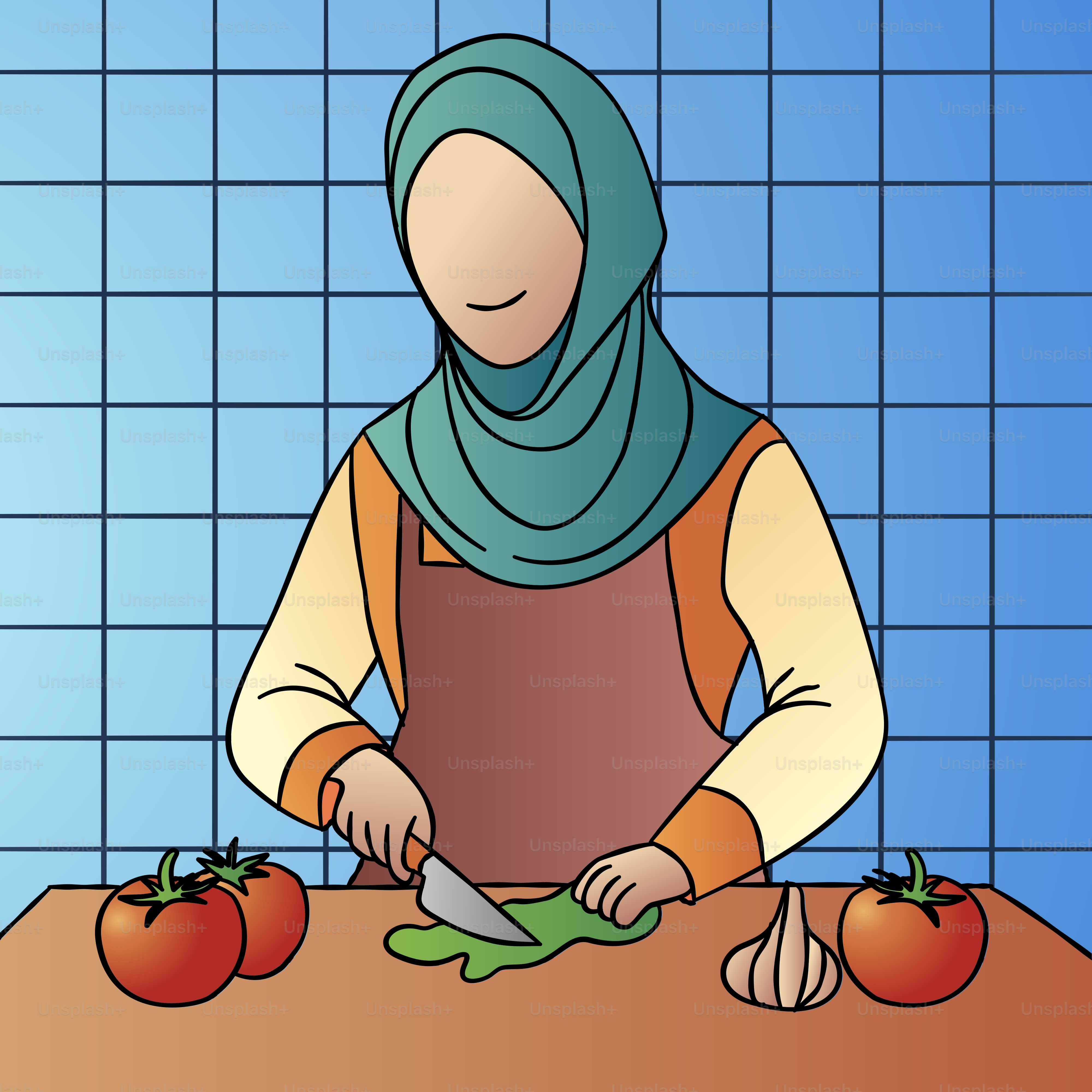 Eine Frau, die Tomaten auf einem Schneidebrett schneidet