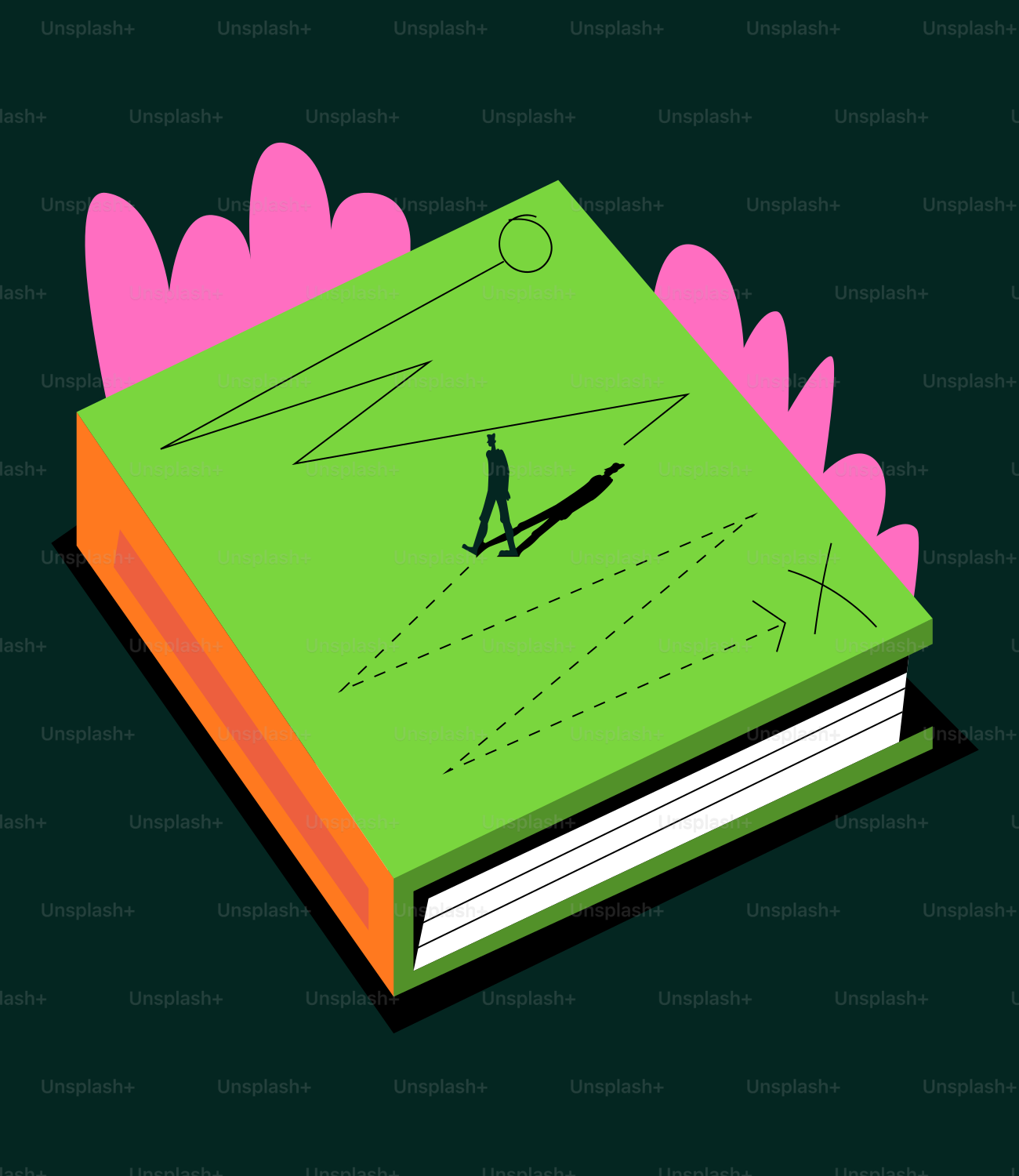 A book with a person walking on it