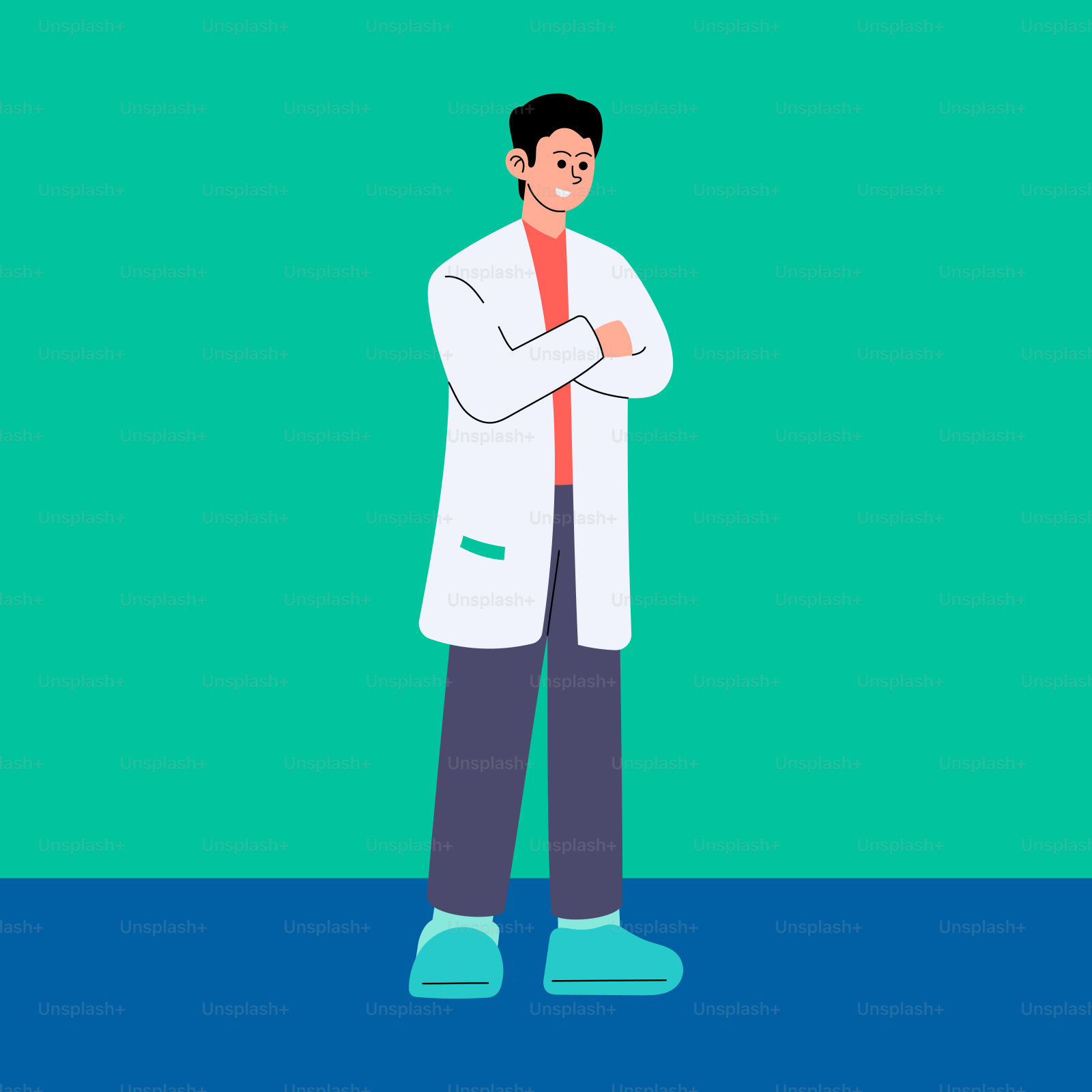A man in a lab coat standing with his arms crossed