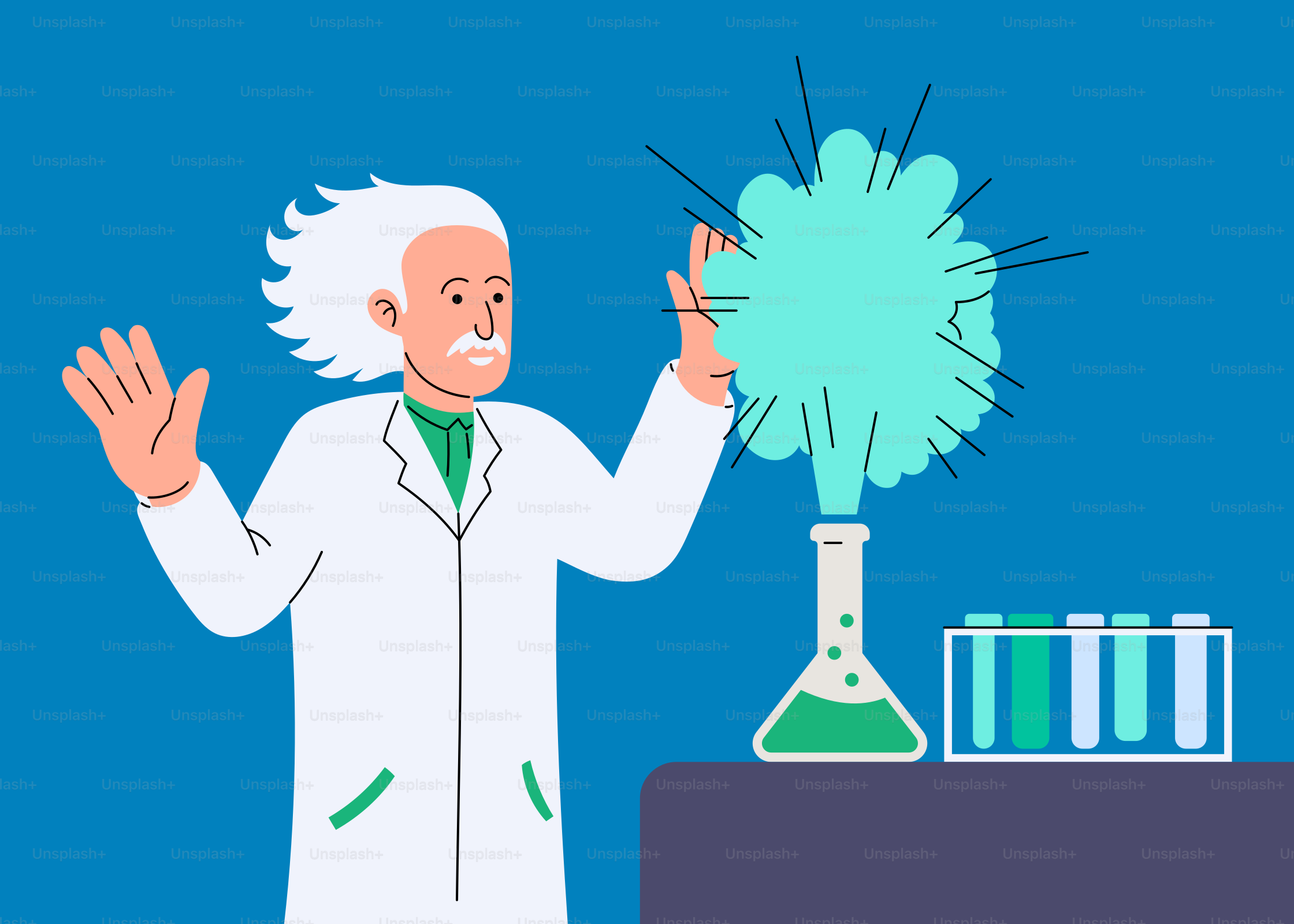 A man in a lab coat holding a green substance