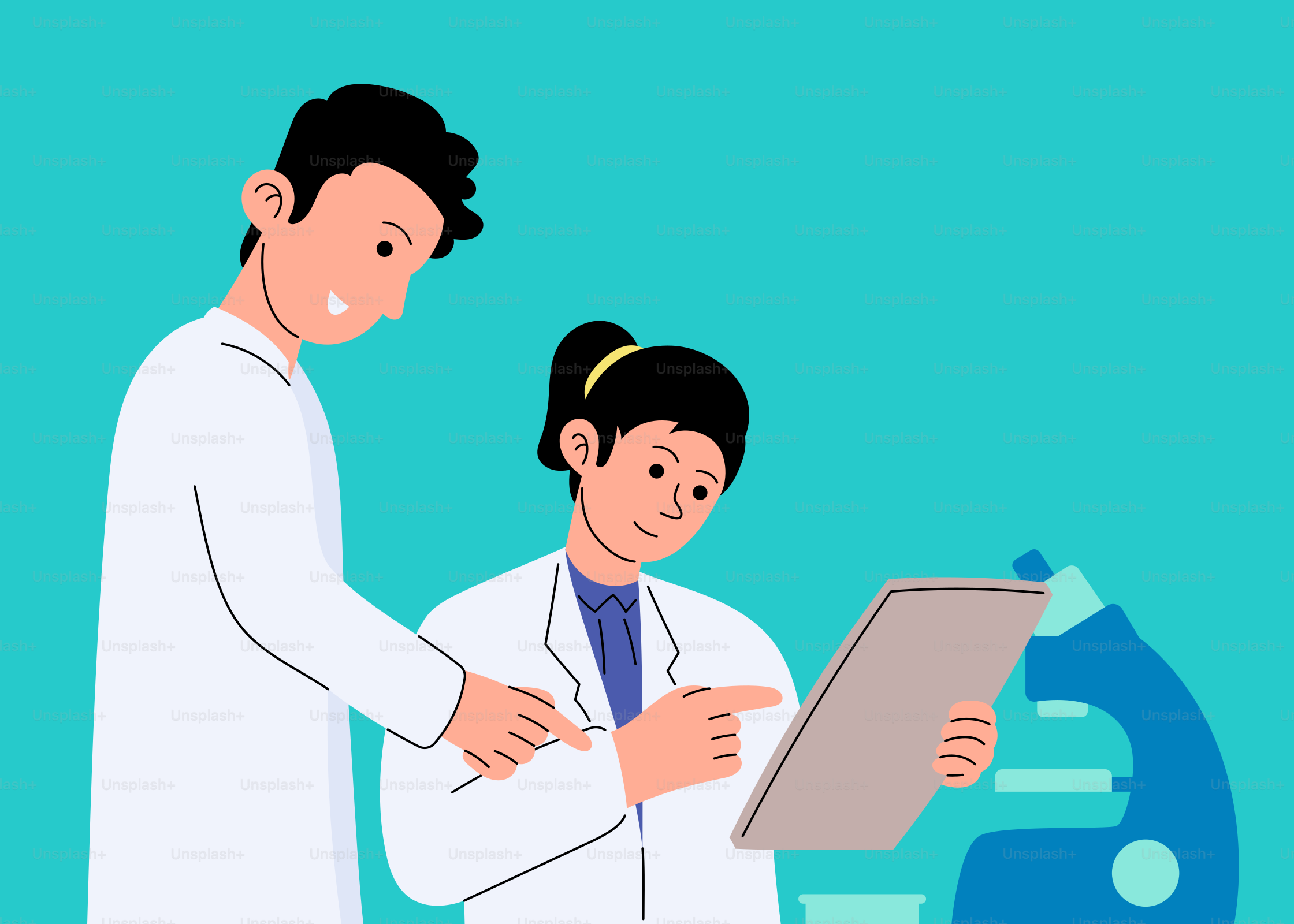 A man and a woman are looking at a tablet