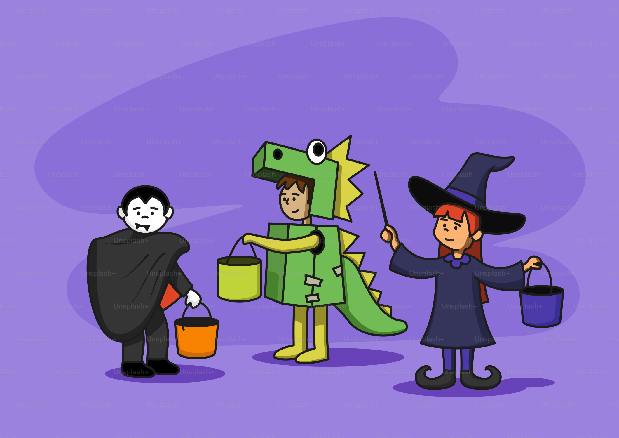 A group of children dressed up in halloween costumes