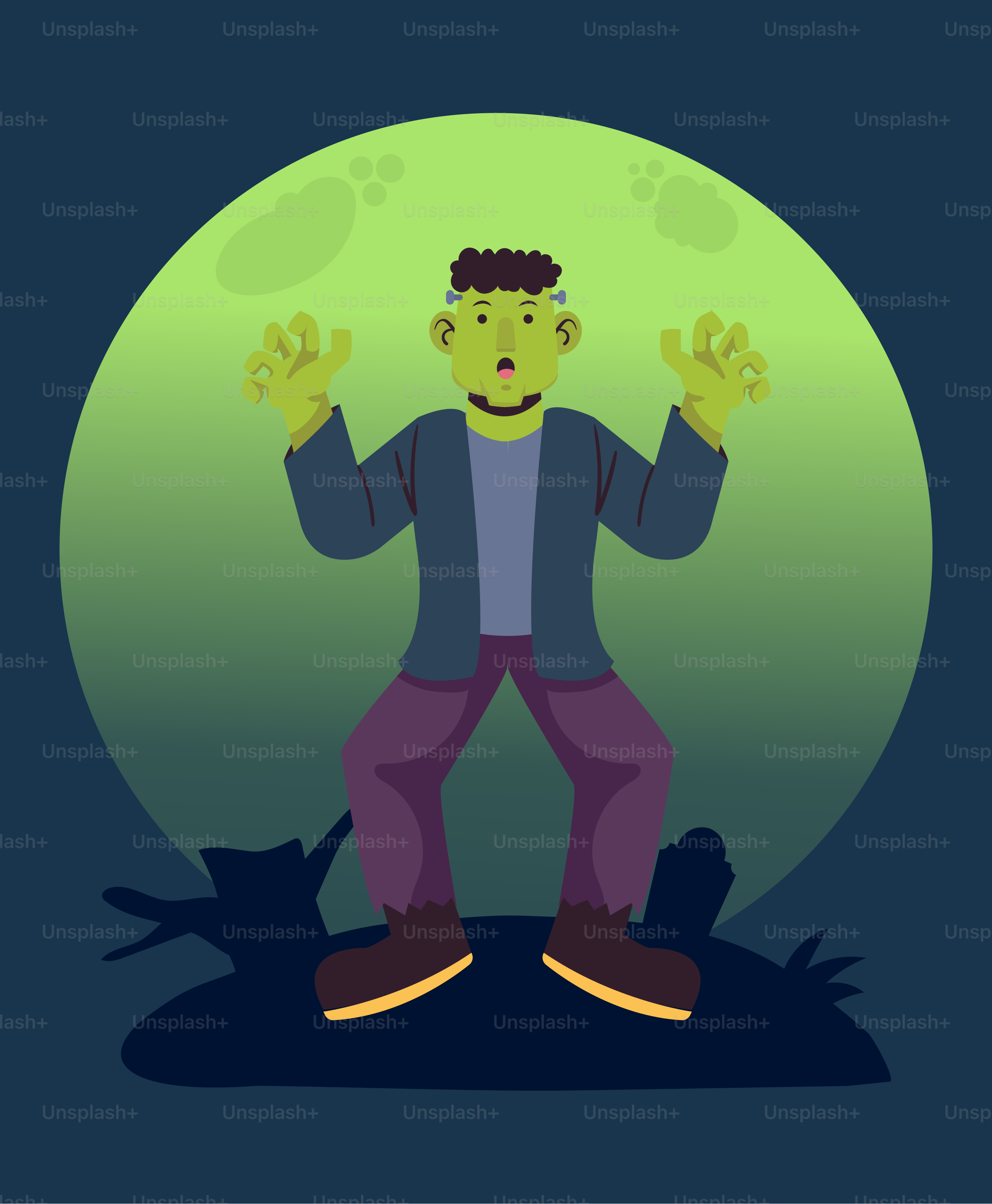 A man standing in front of a full moon