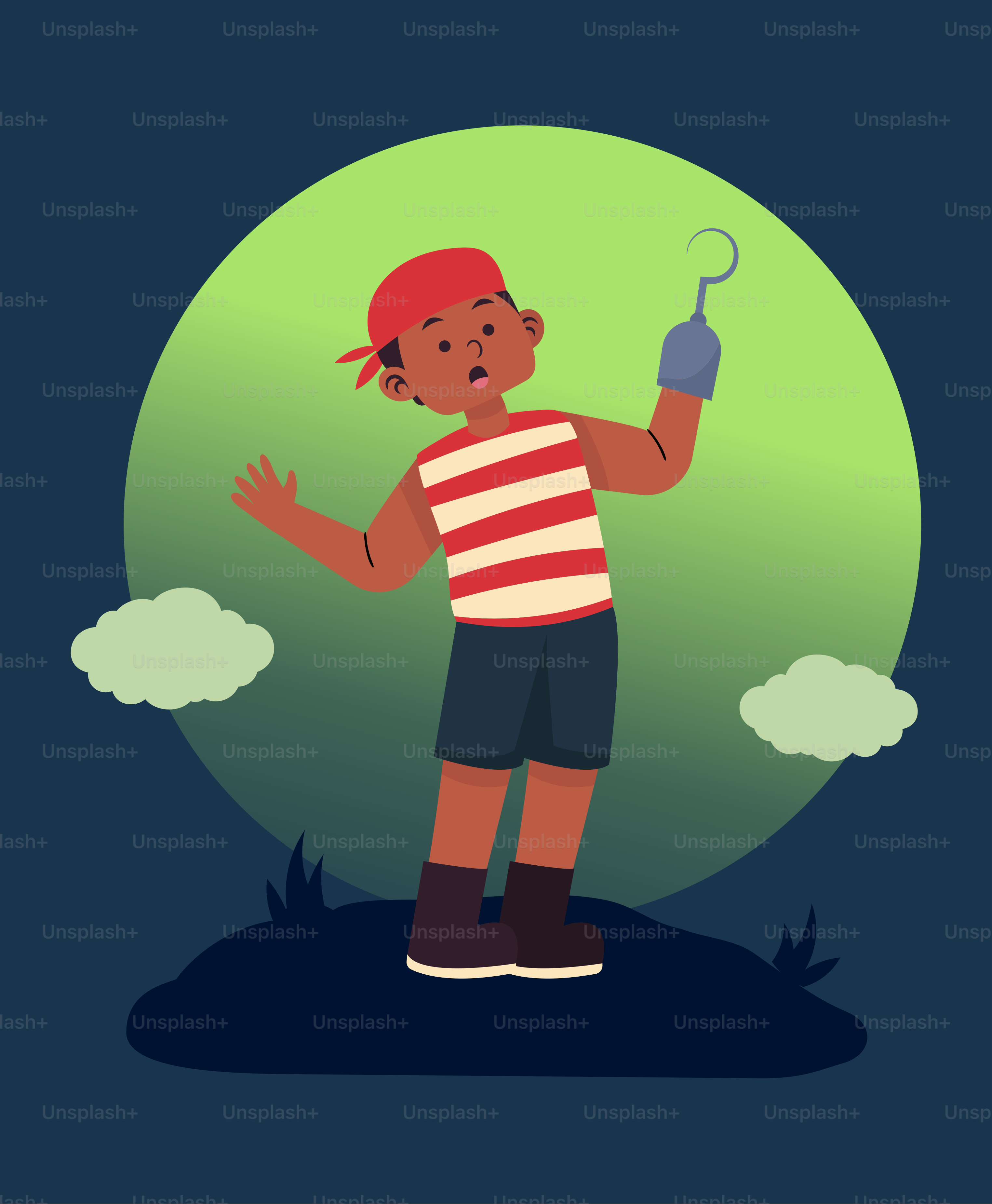 A cartoon boy holding a bottle of water