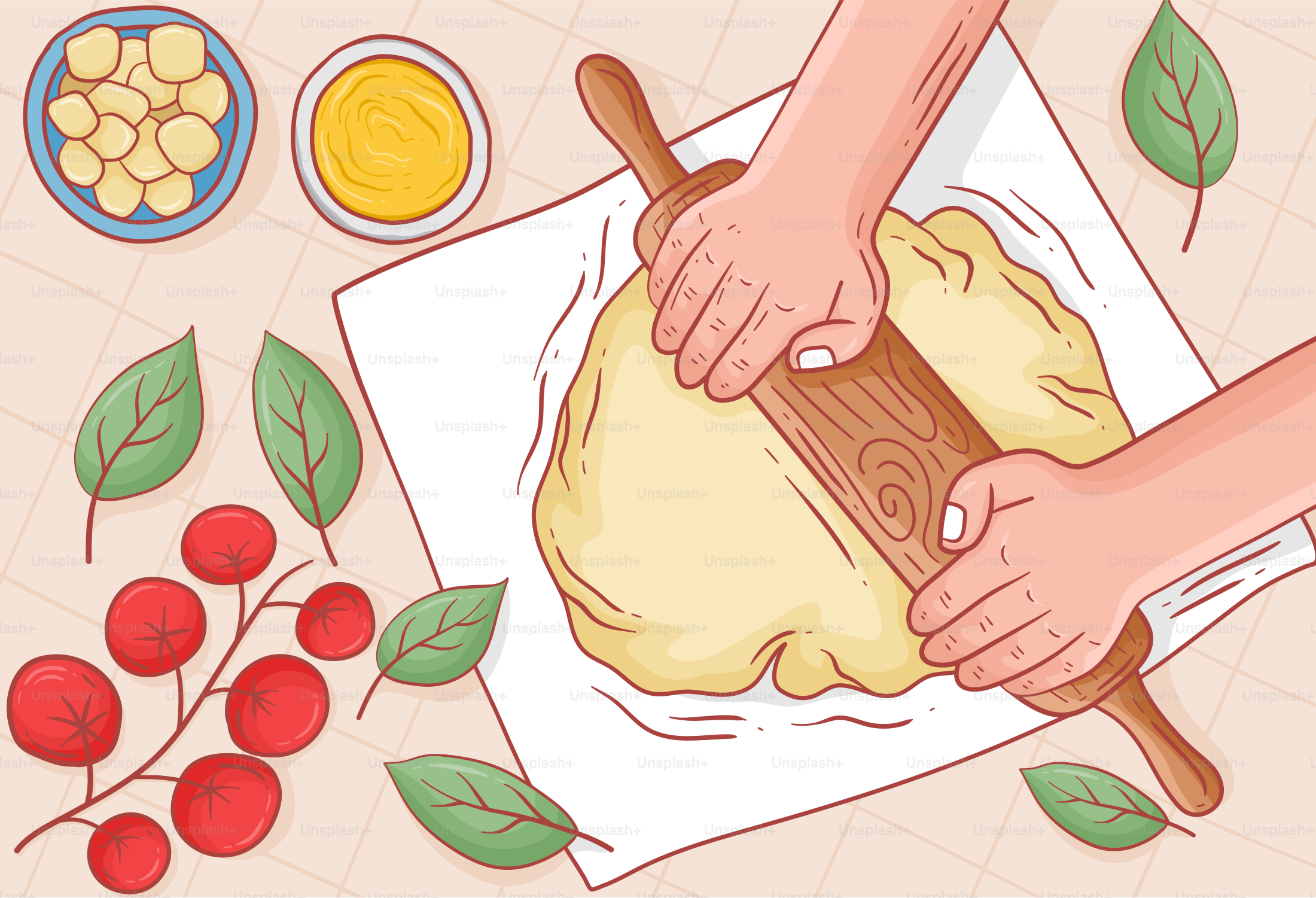 A person is making a pastry on a cutting board