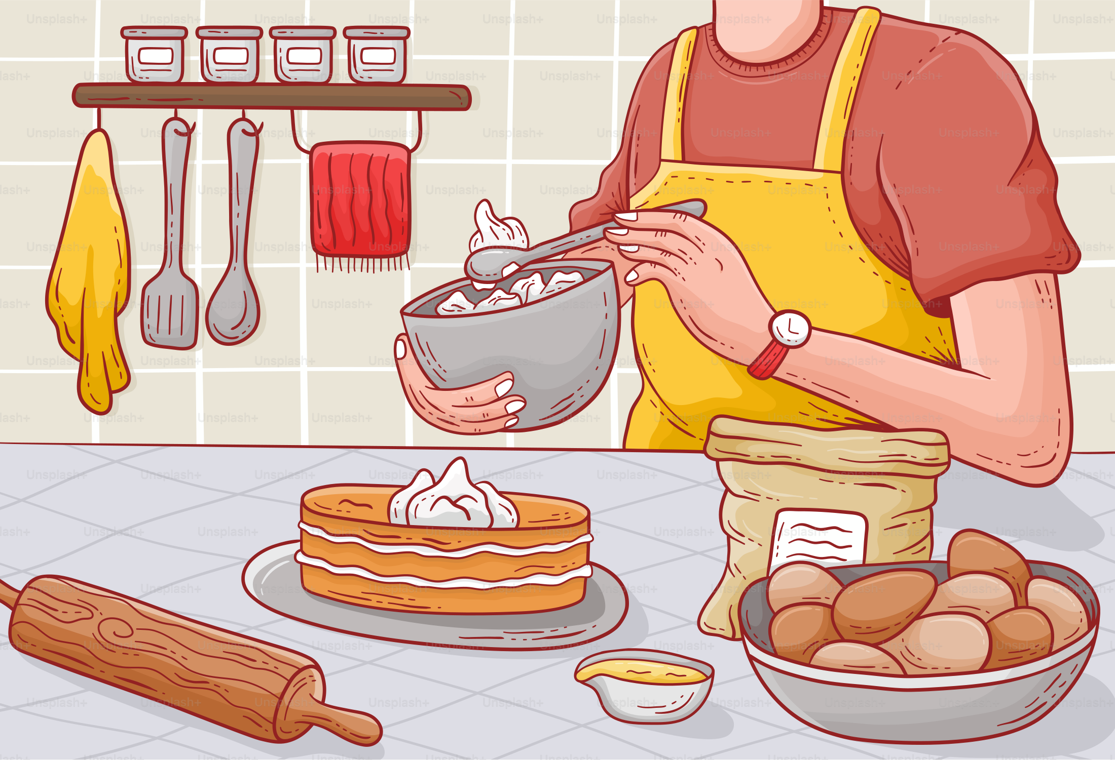 A man in a kitchen mixing a bowl of food