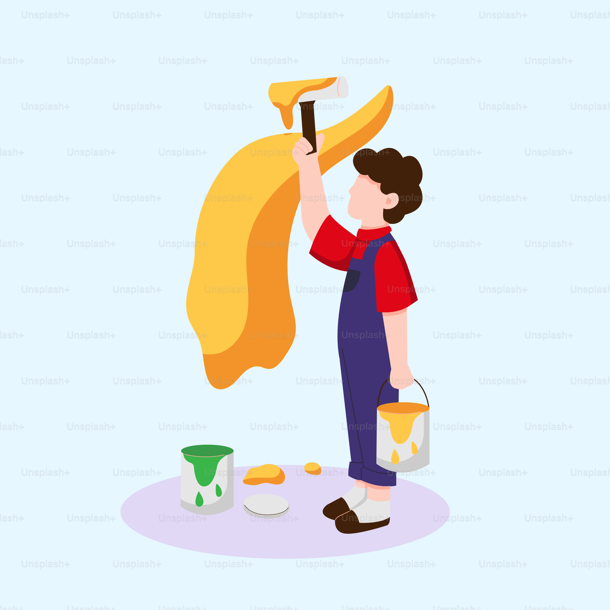 A person painting a banana on a wall