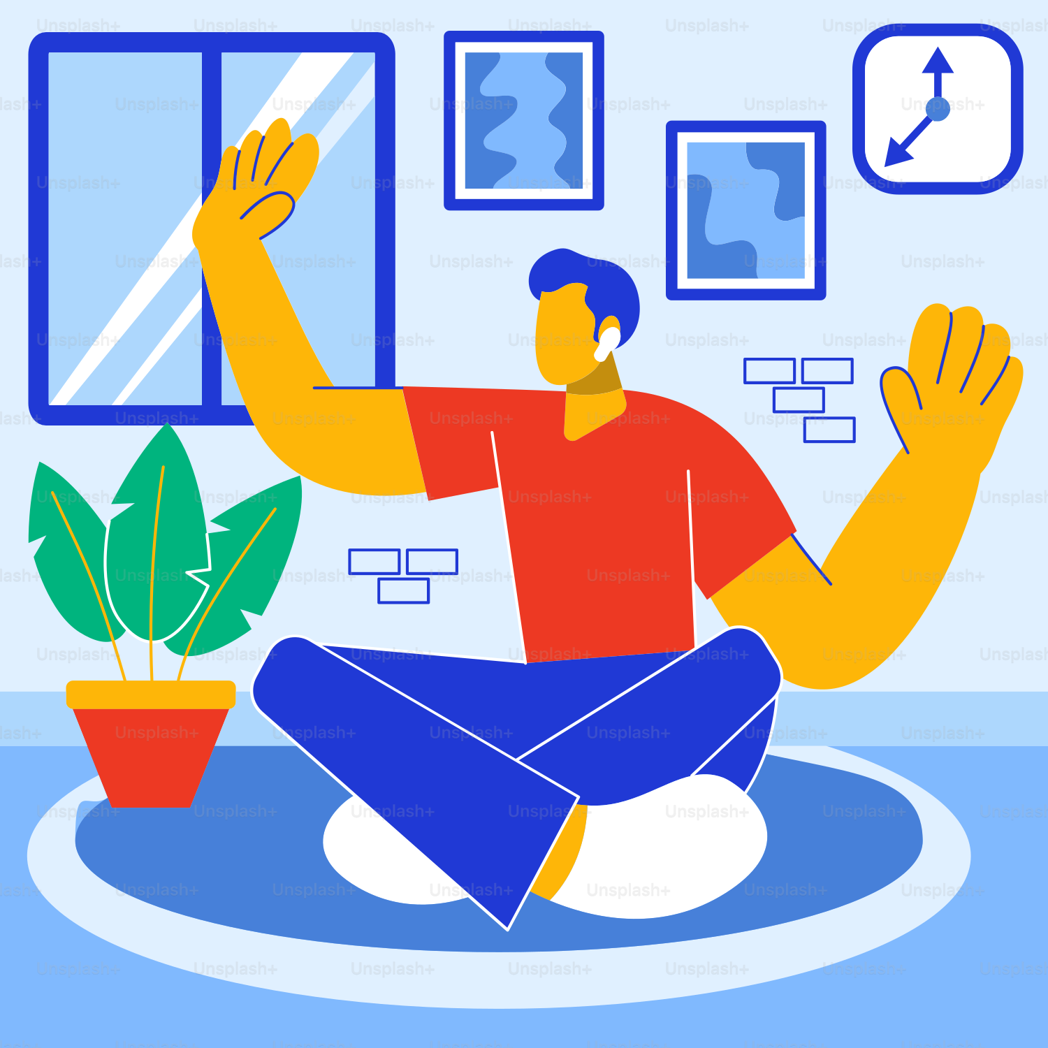 A man sitting on the floor in front of a window
