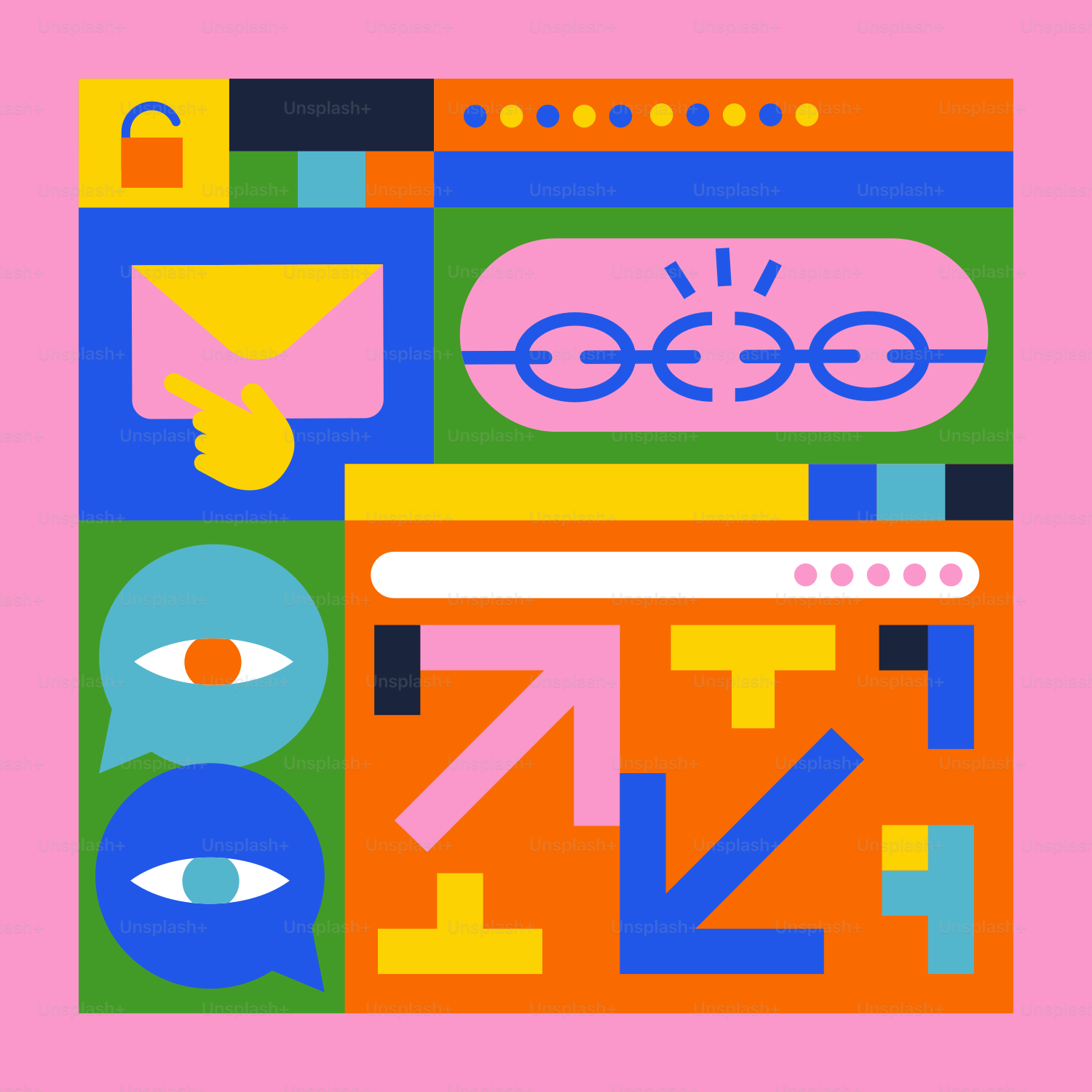 Um fundo rosa com um design abstrato