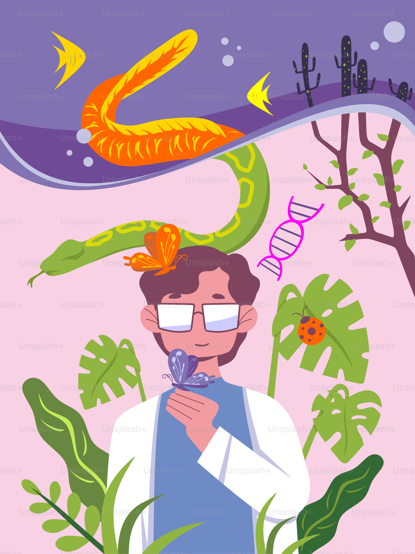 A man with a beard and glasses standing in front of plants