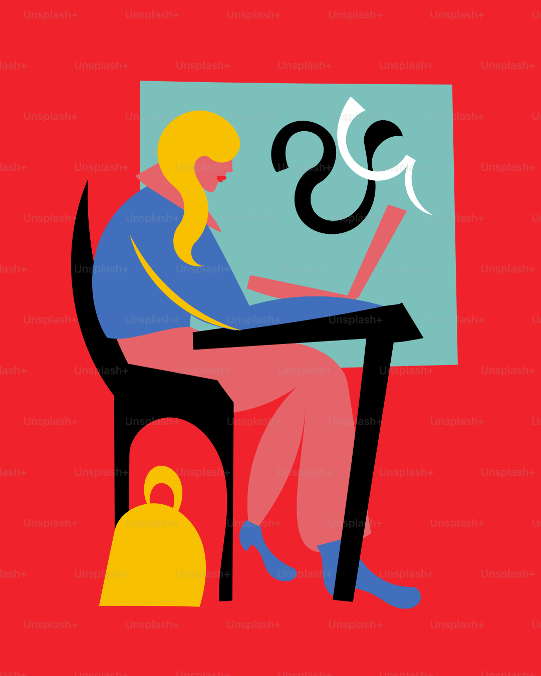 A woman sitting at a desk working on a laptop