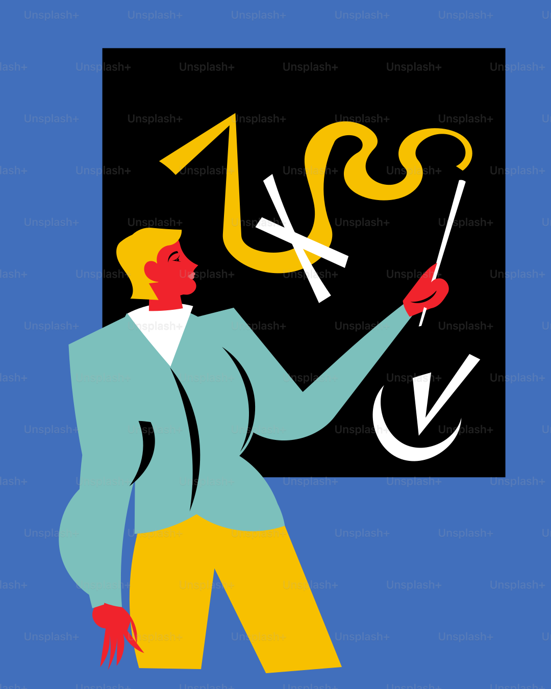 Un hombre está escribiendo en una pizarra