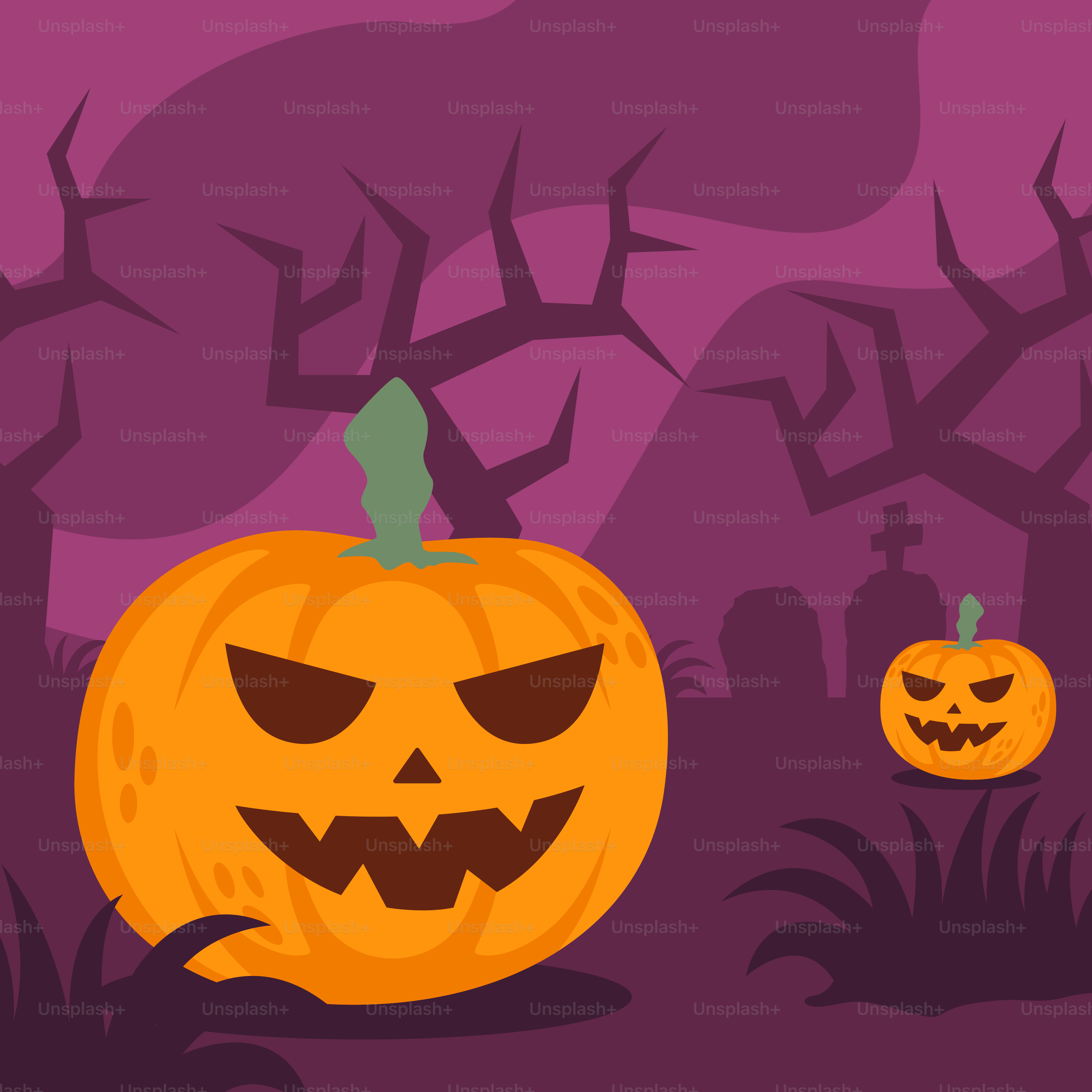 A couple of pumpkins that are sitting in the grass