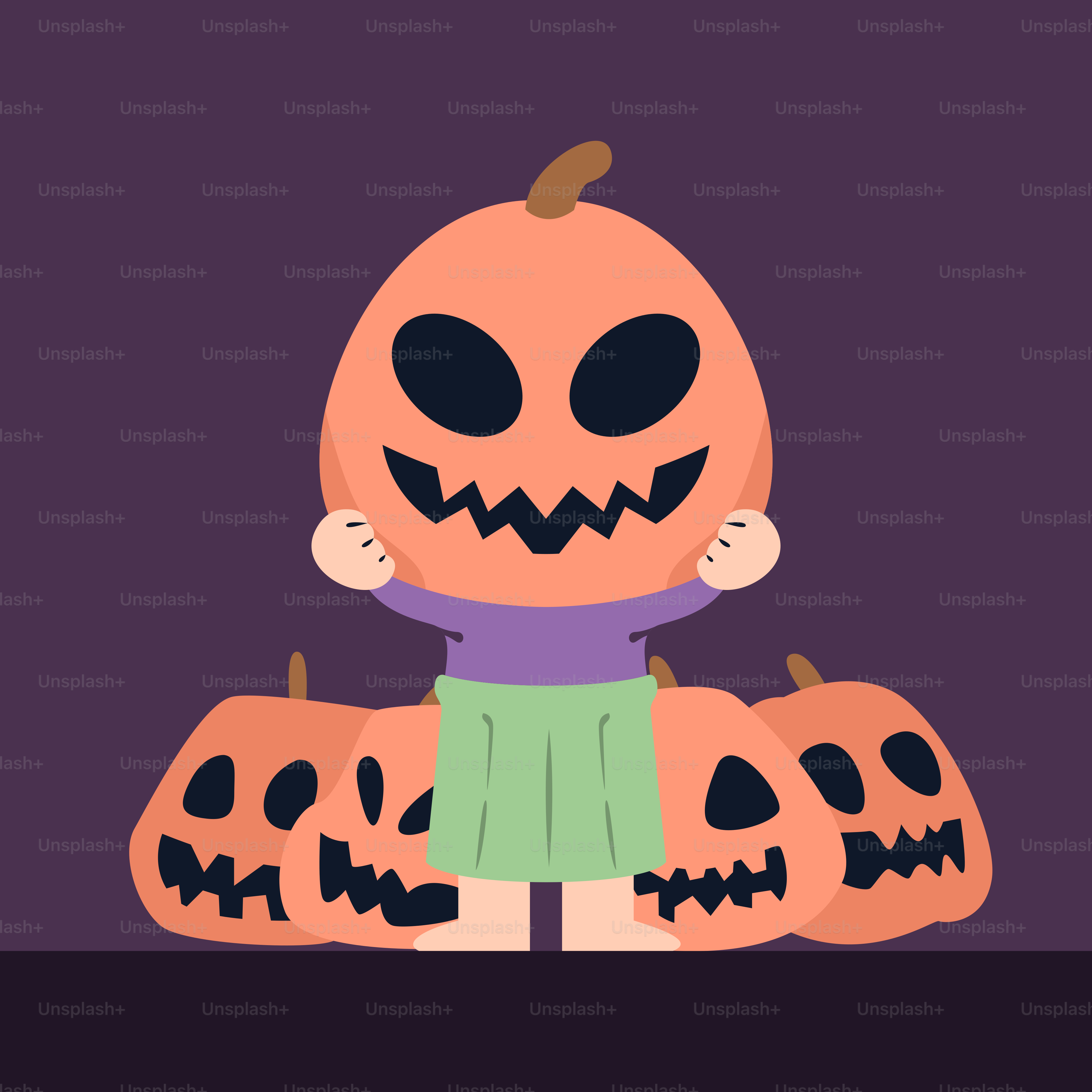 Ein kleiner Junge, der auf einem Haufen Kürbisse sitzt