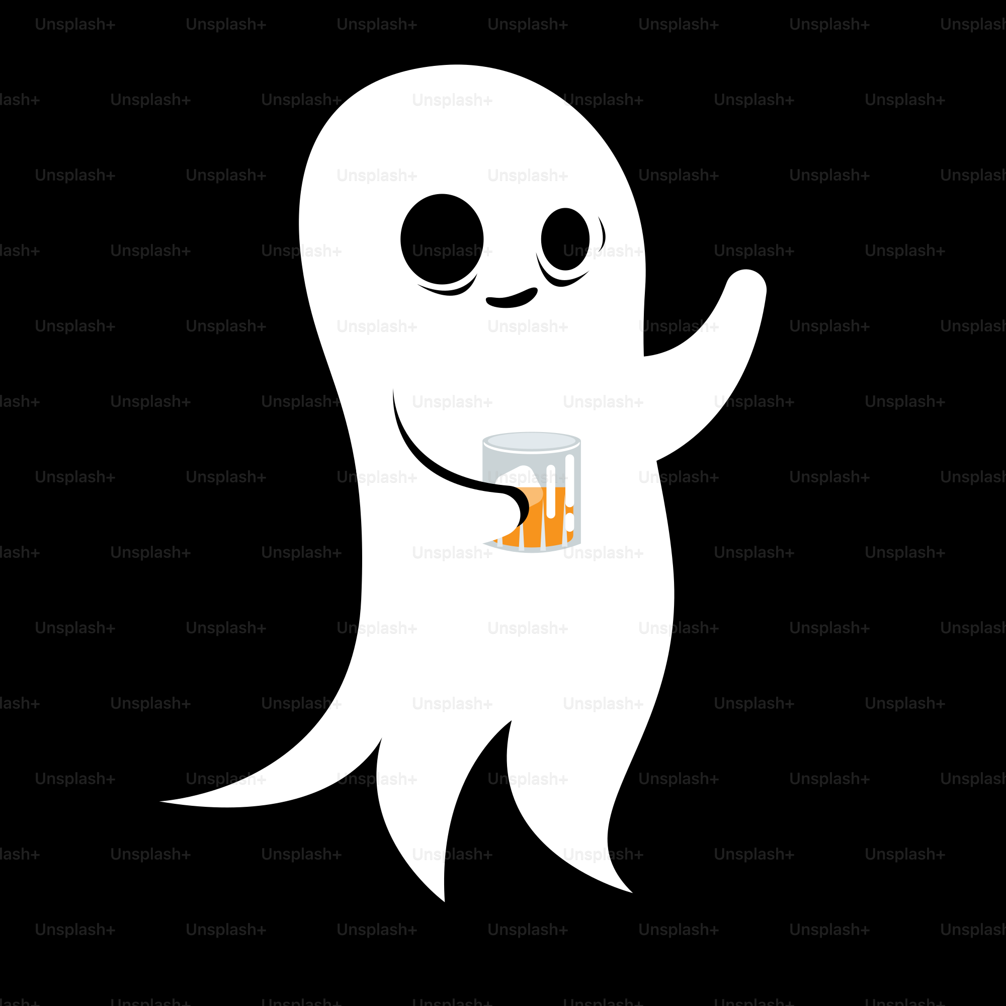 A white ghost holding a glass of beer