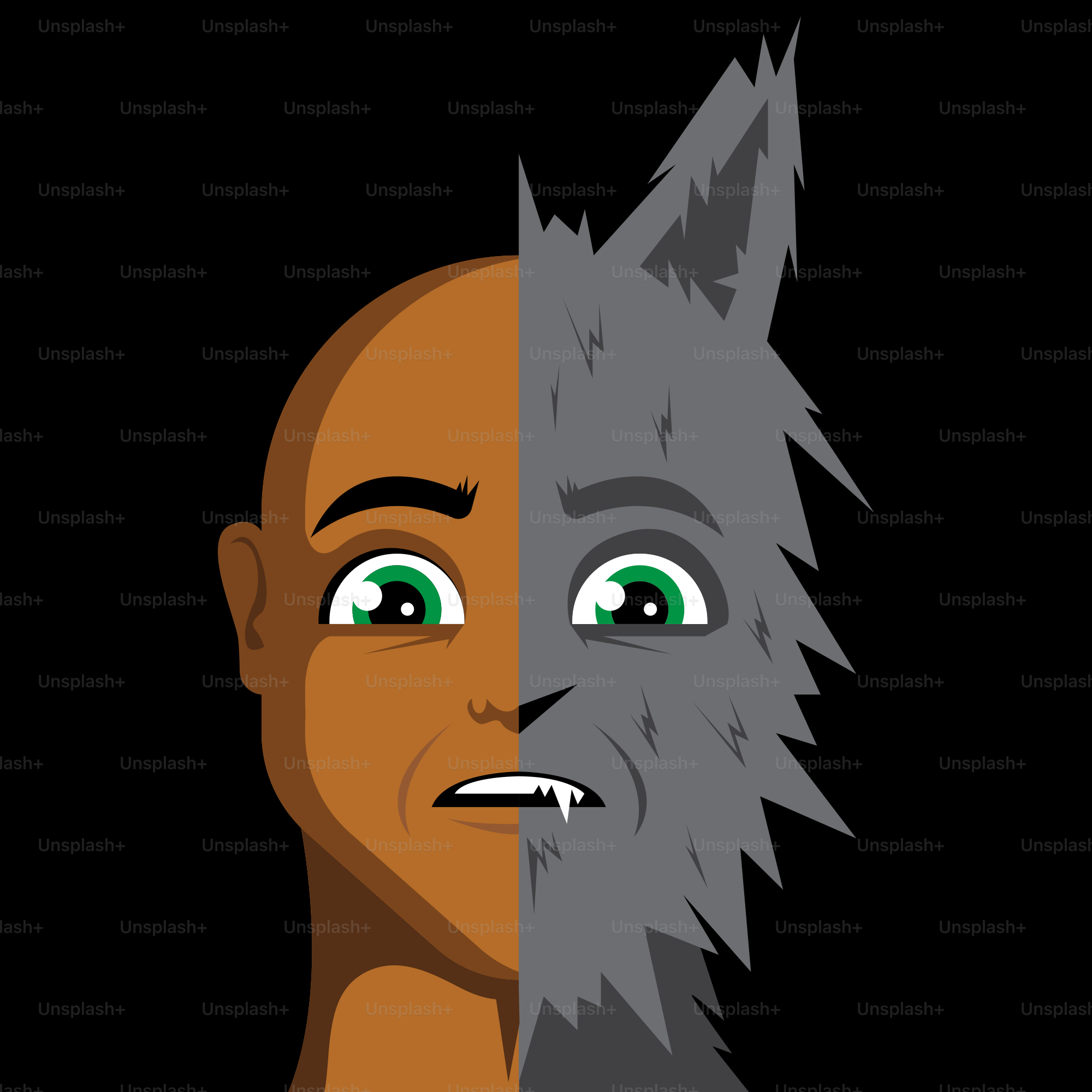 Eine Karikatur eines Mannes und eines Wolfs