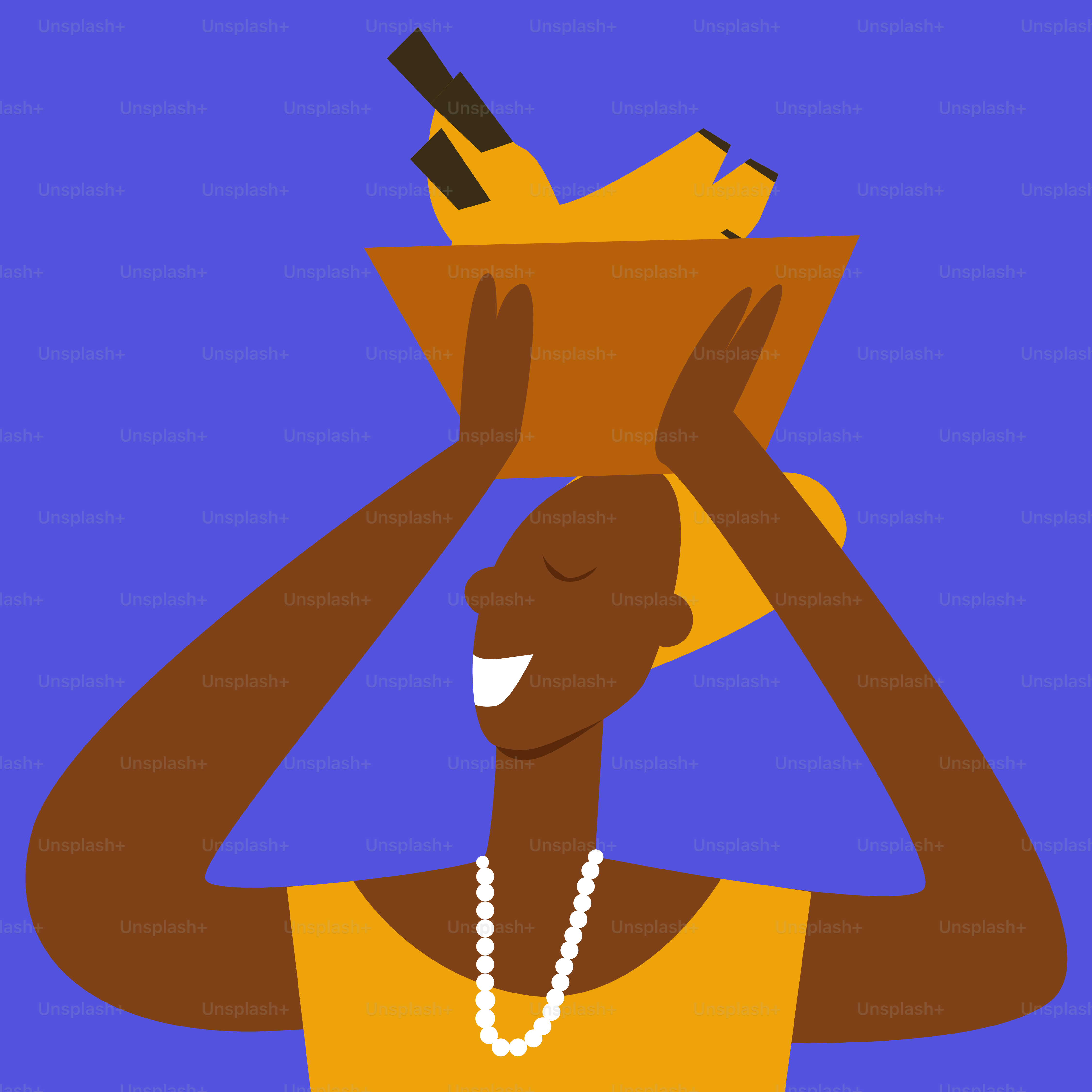 A woman holding a tray of food on her head