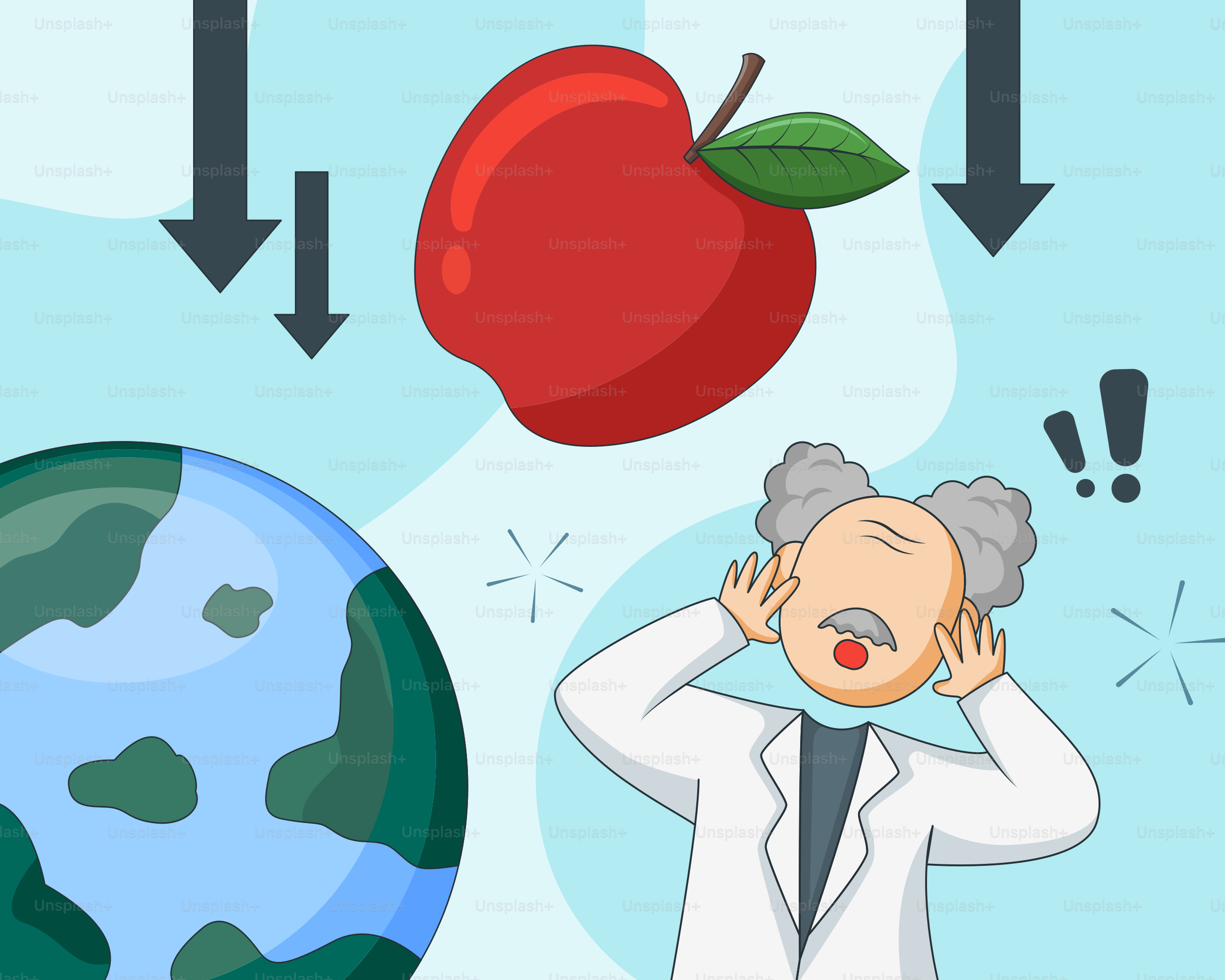 Um homem em um jaleco de pé ao lado de uma maçã