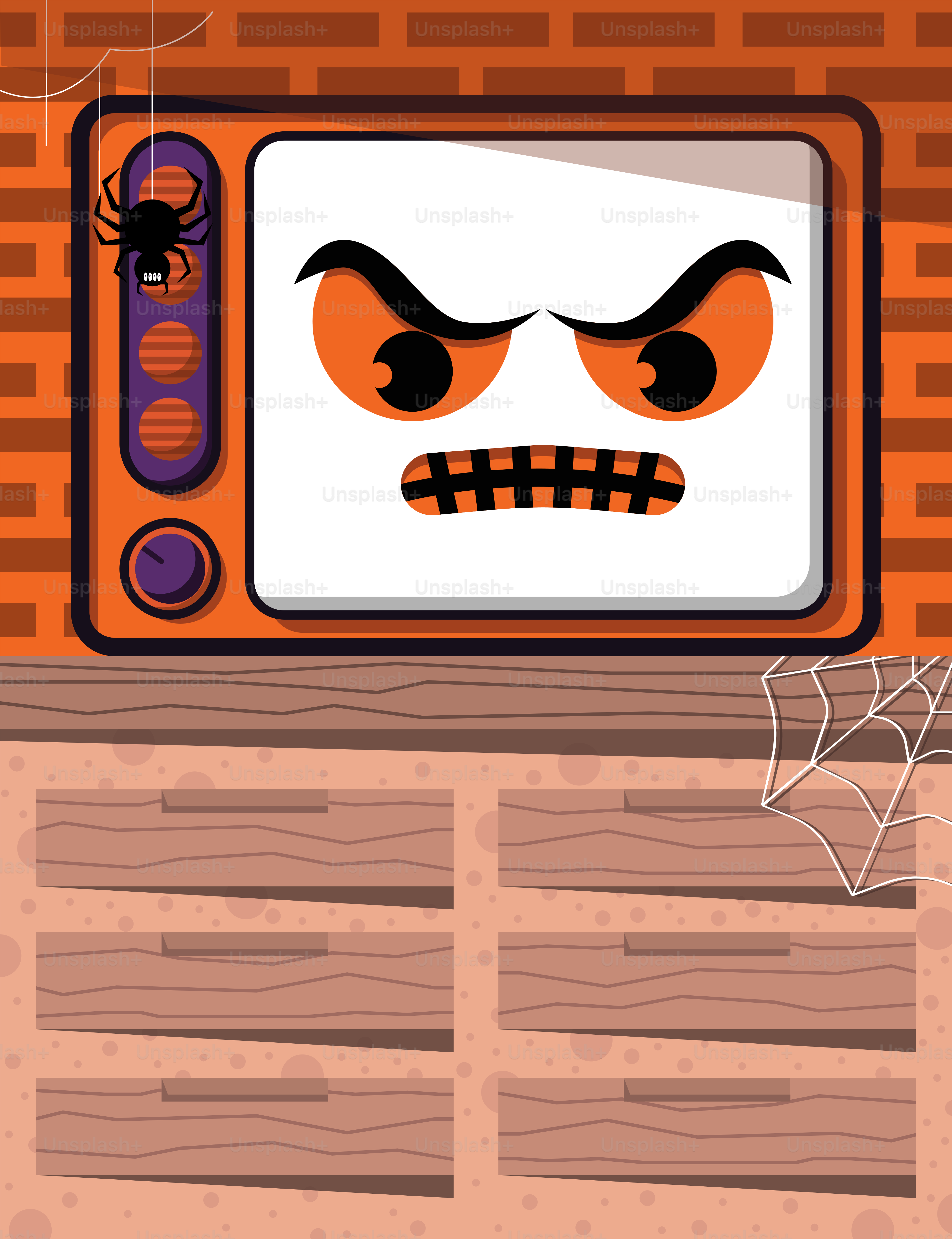 A TV with a face drawn on it