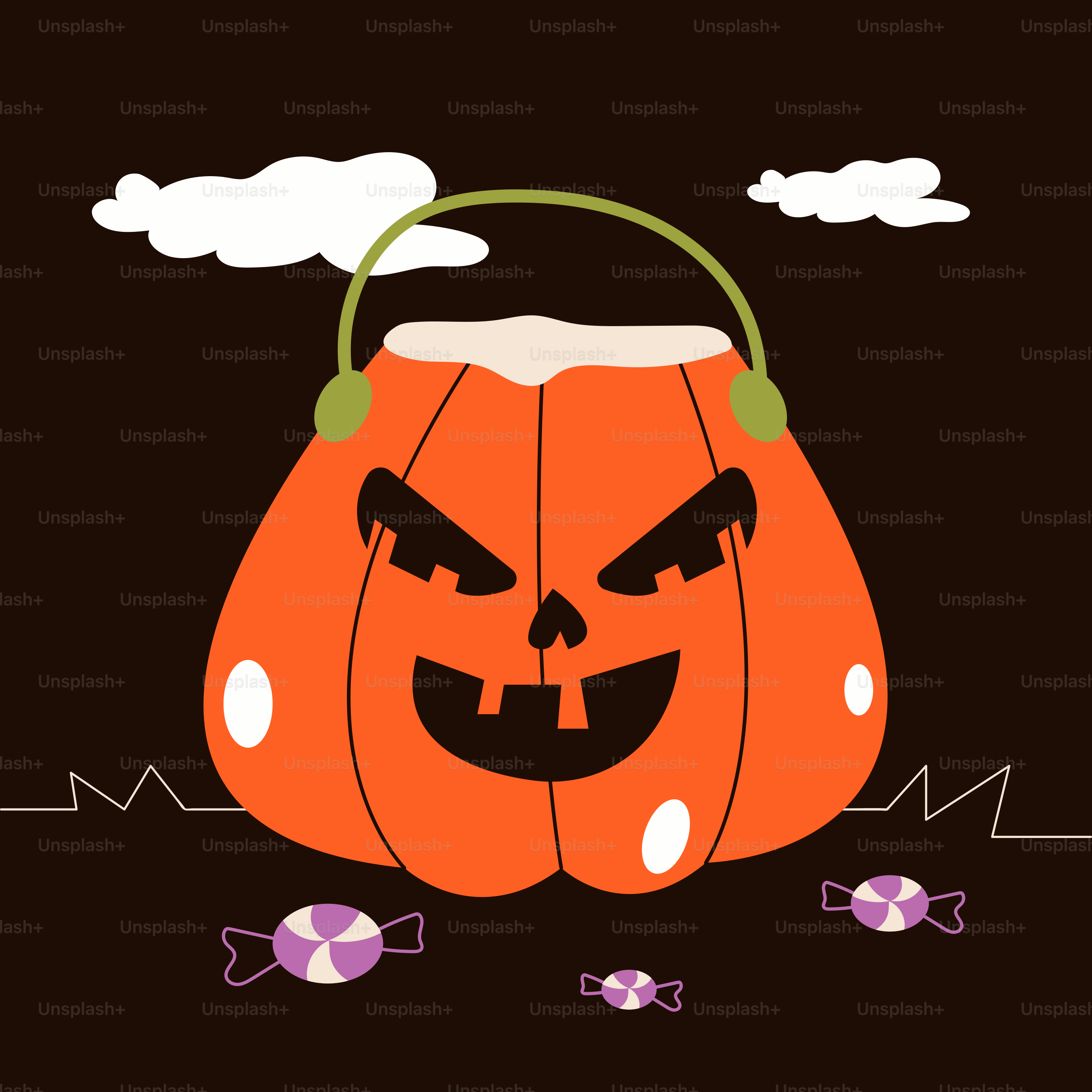 Une citrouille de dessin animé avec un casque vectoriel – Image de Automne  sur Unsplash, image size:3000x3000