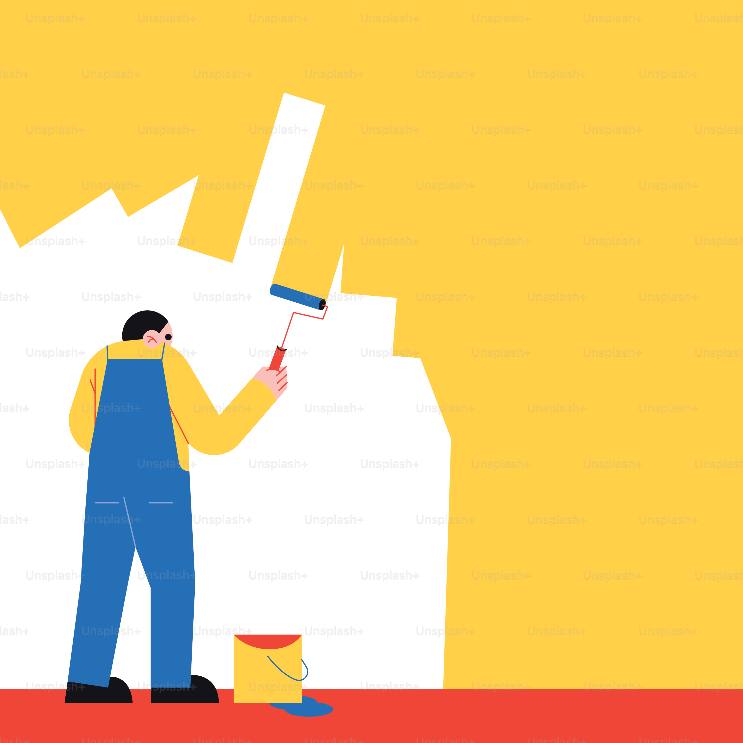 A man painting a wall with a paint roller