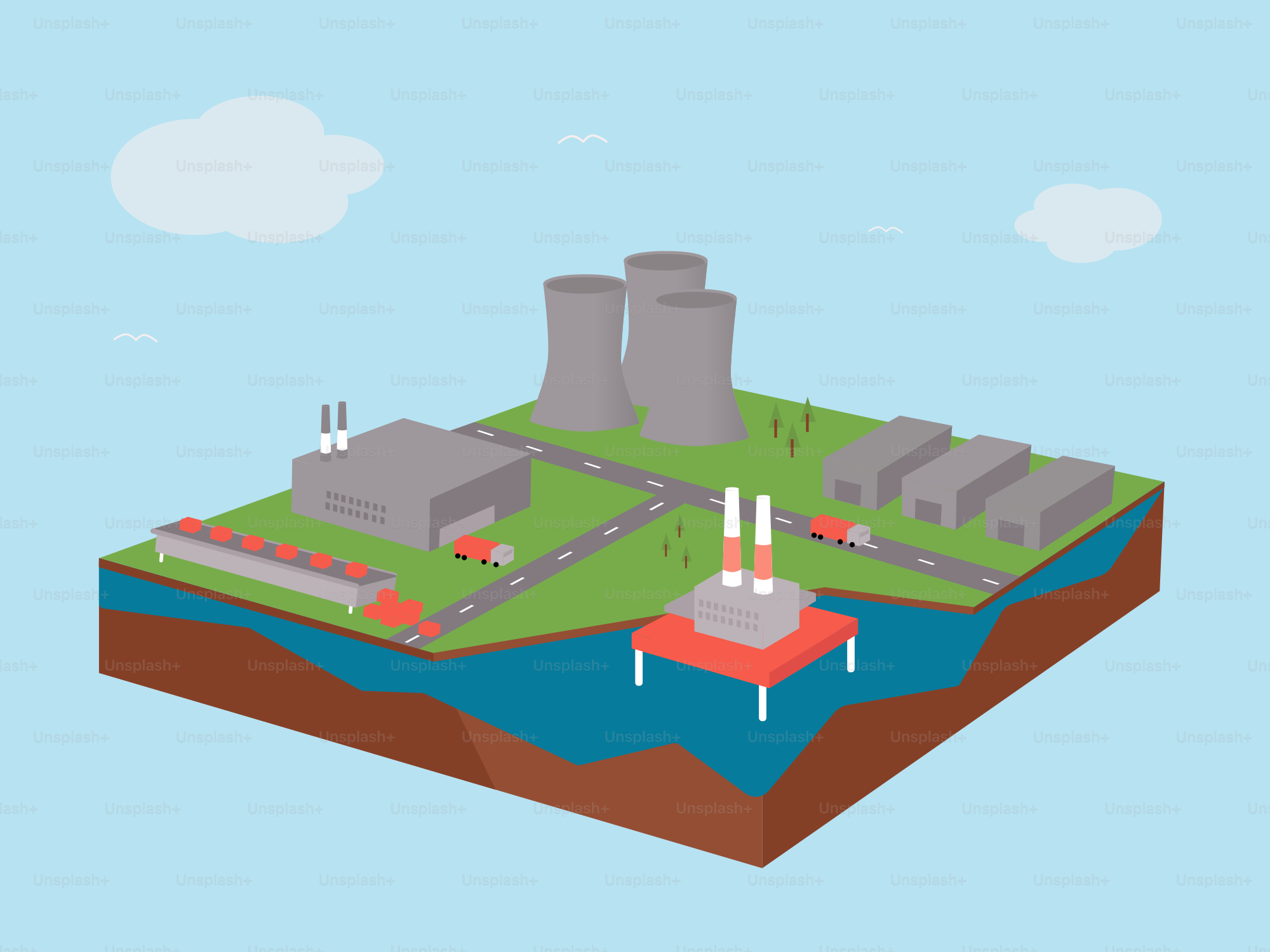 3d Illustration of the Industry Process