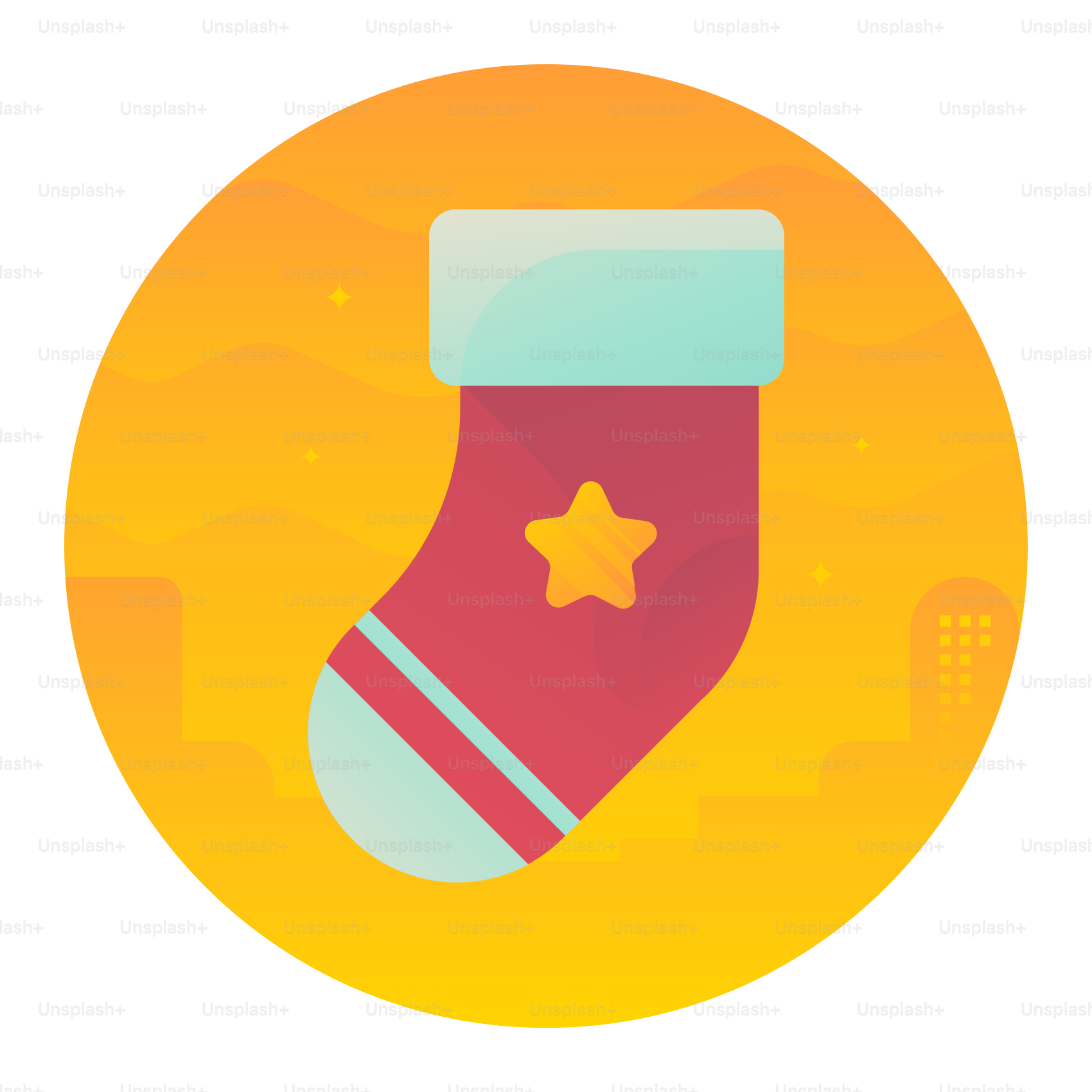 A christmas stocking with a star on it