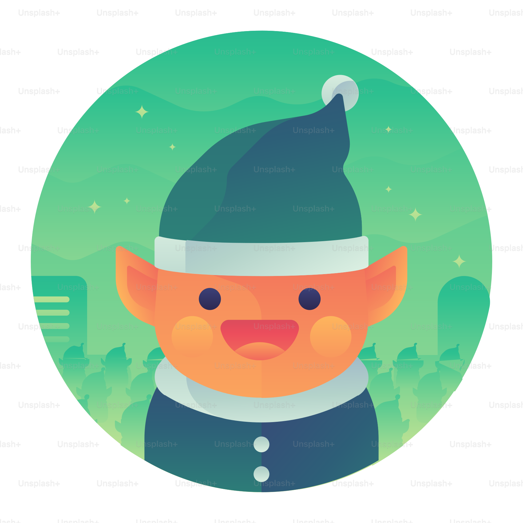 A cartoon character wearing a santa claus hat