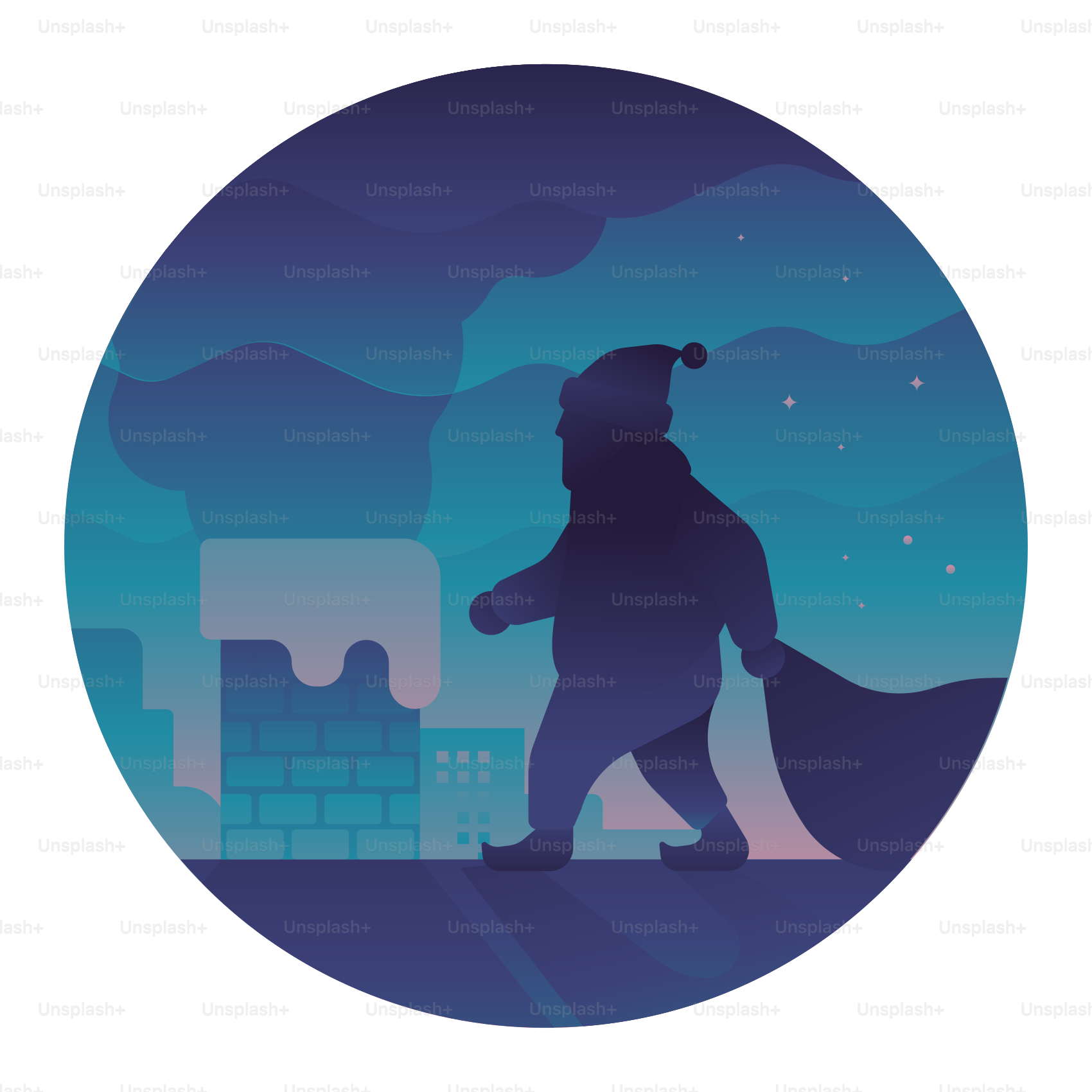 A silhouette of a man walking across a city at night vector – Christmas ...