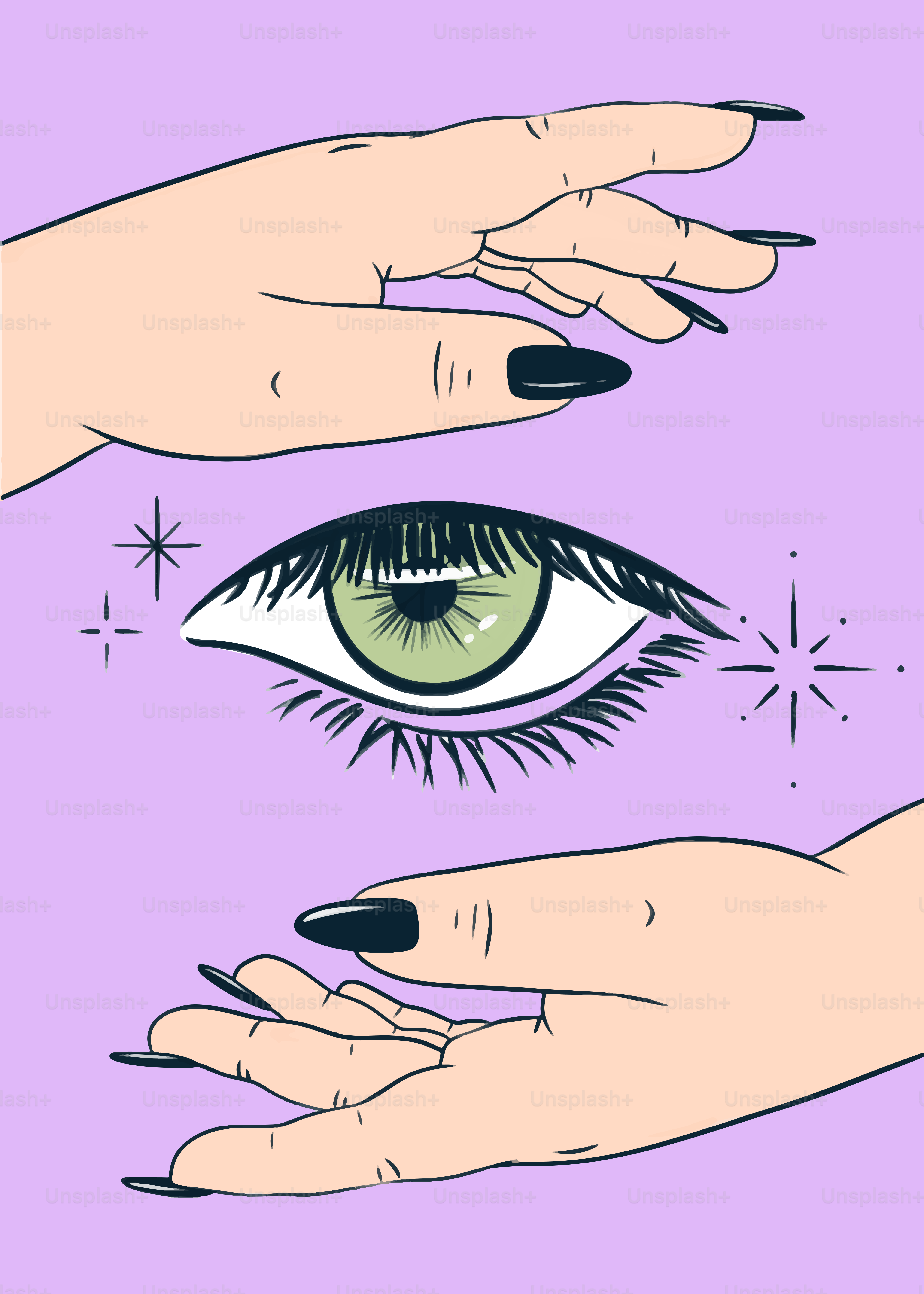 A pair of hands holding a green eye