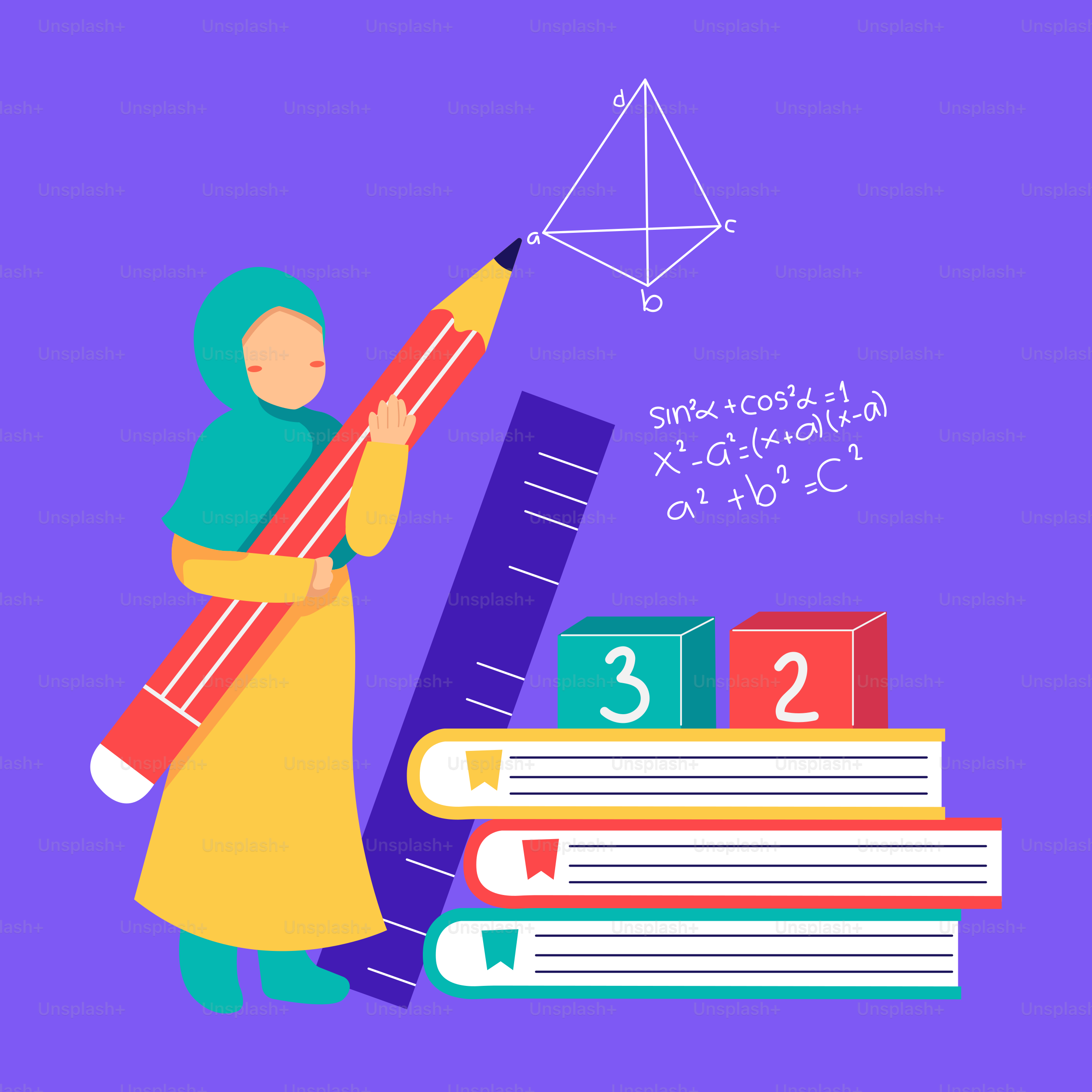 A woman is holding a pencil and a ruler