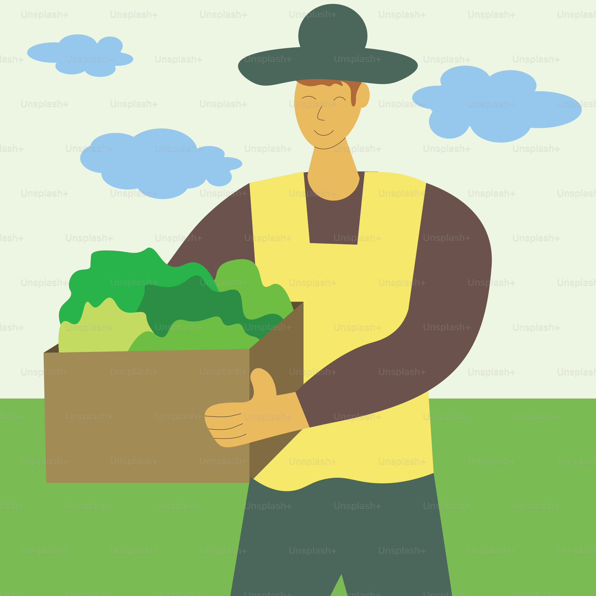 Ein Mann, der eine Kiste voller Gemüse hält