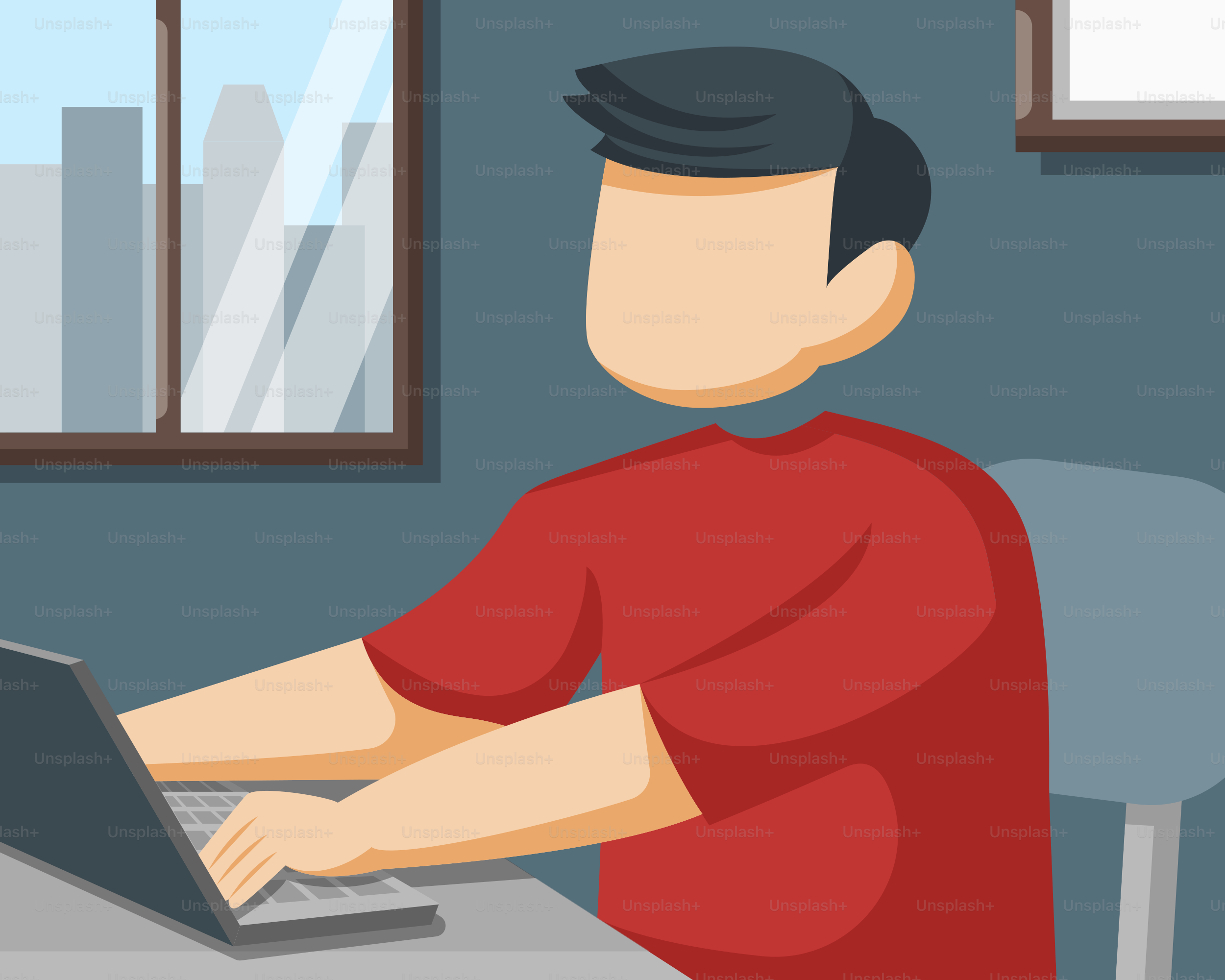 A man sitting in front of a laptop computer