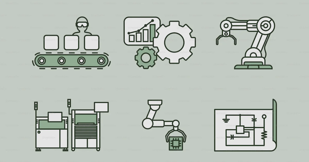 Machines Style Examples A set of different types of machinery vector โ Illustrations Image on ...