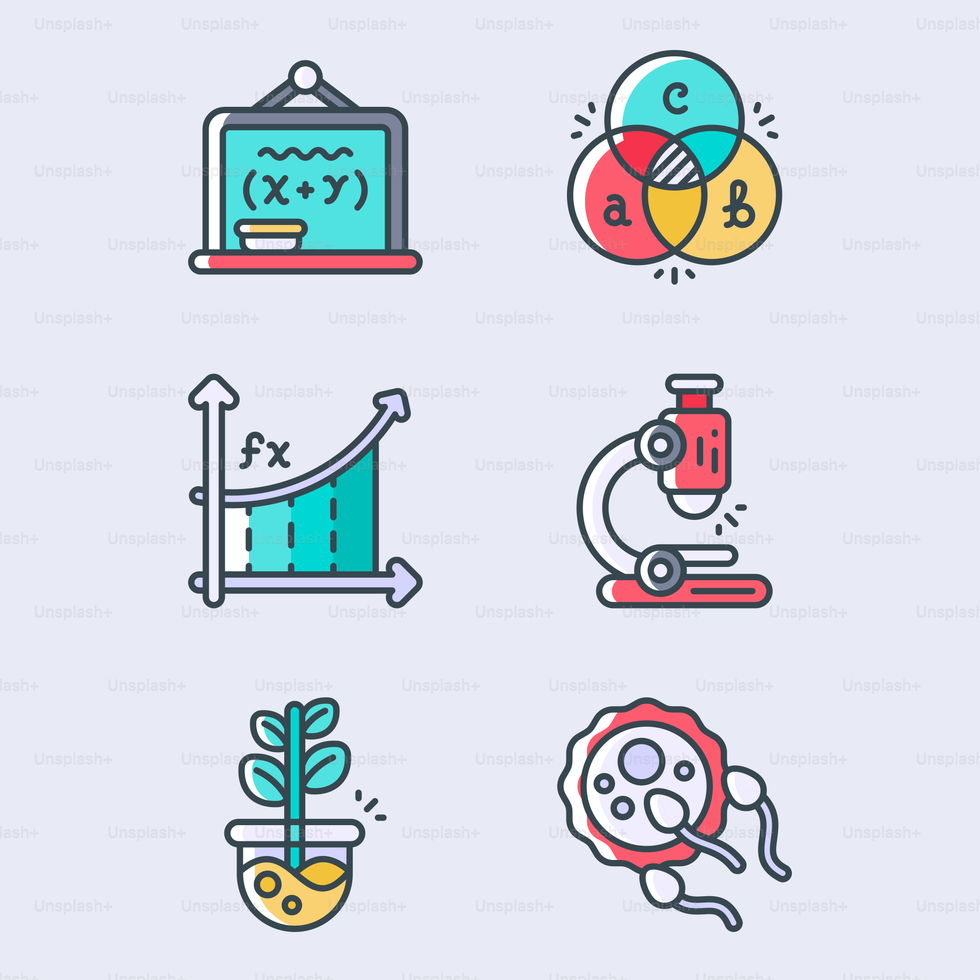 A set of line icons of science and technology