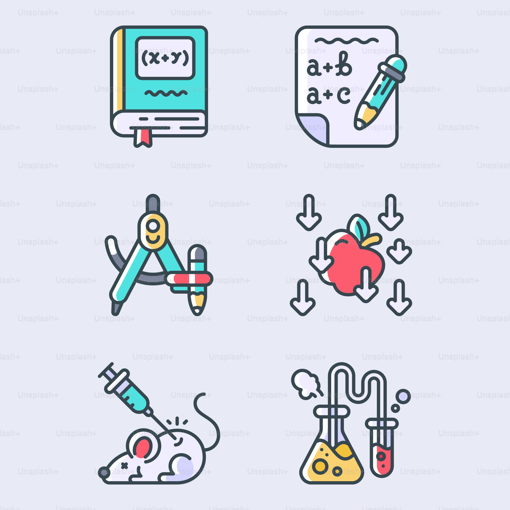Un conjunto de iconos de diferentes colores sobre un fondo azul