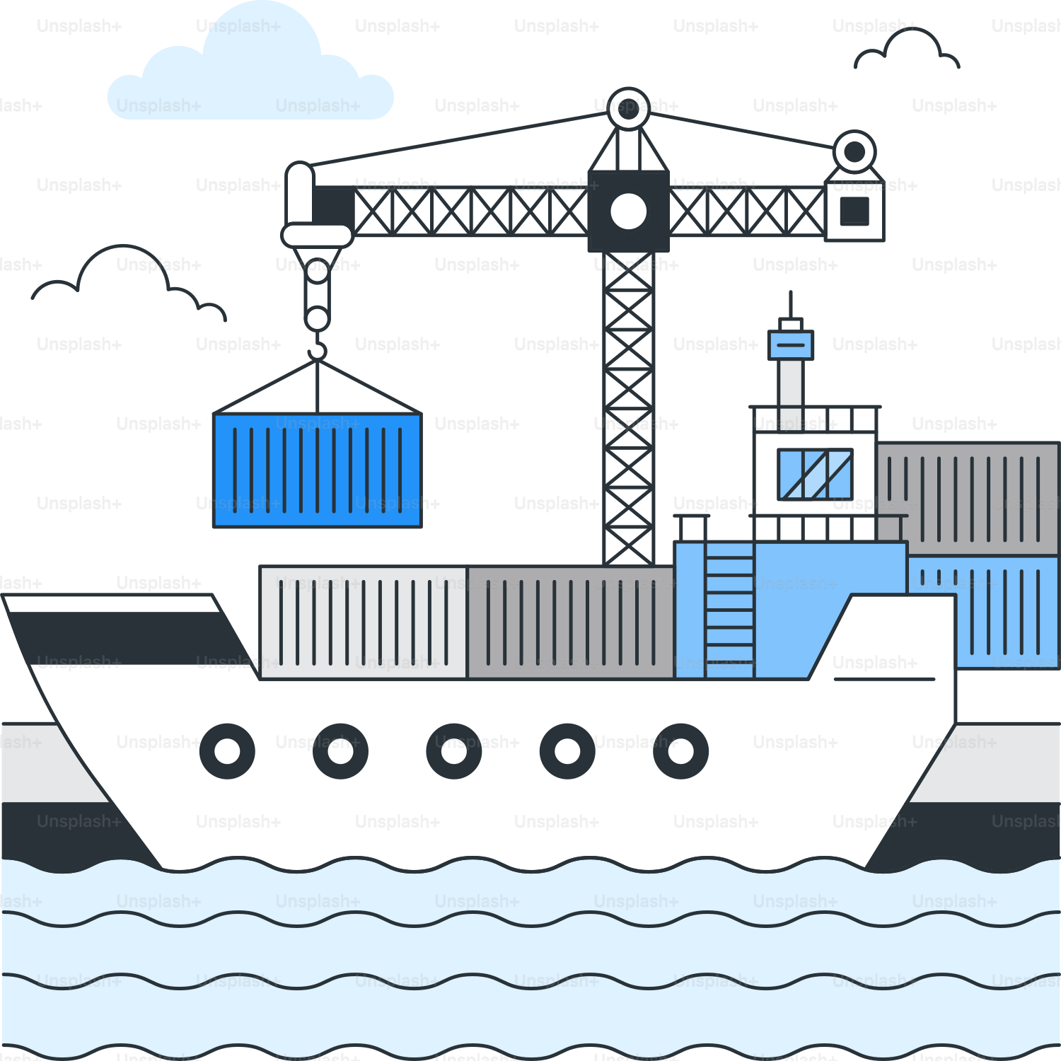 A large boat floating on top of a body of water