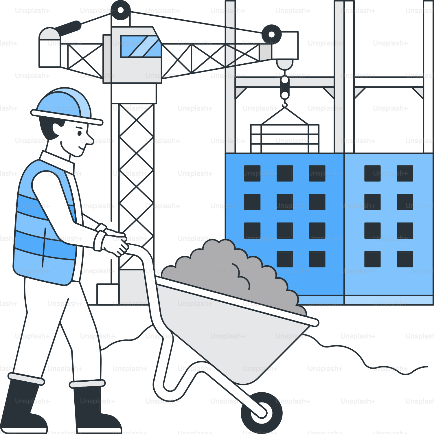 A man pushing a wheelbarrow filled with coal