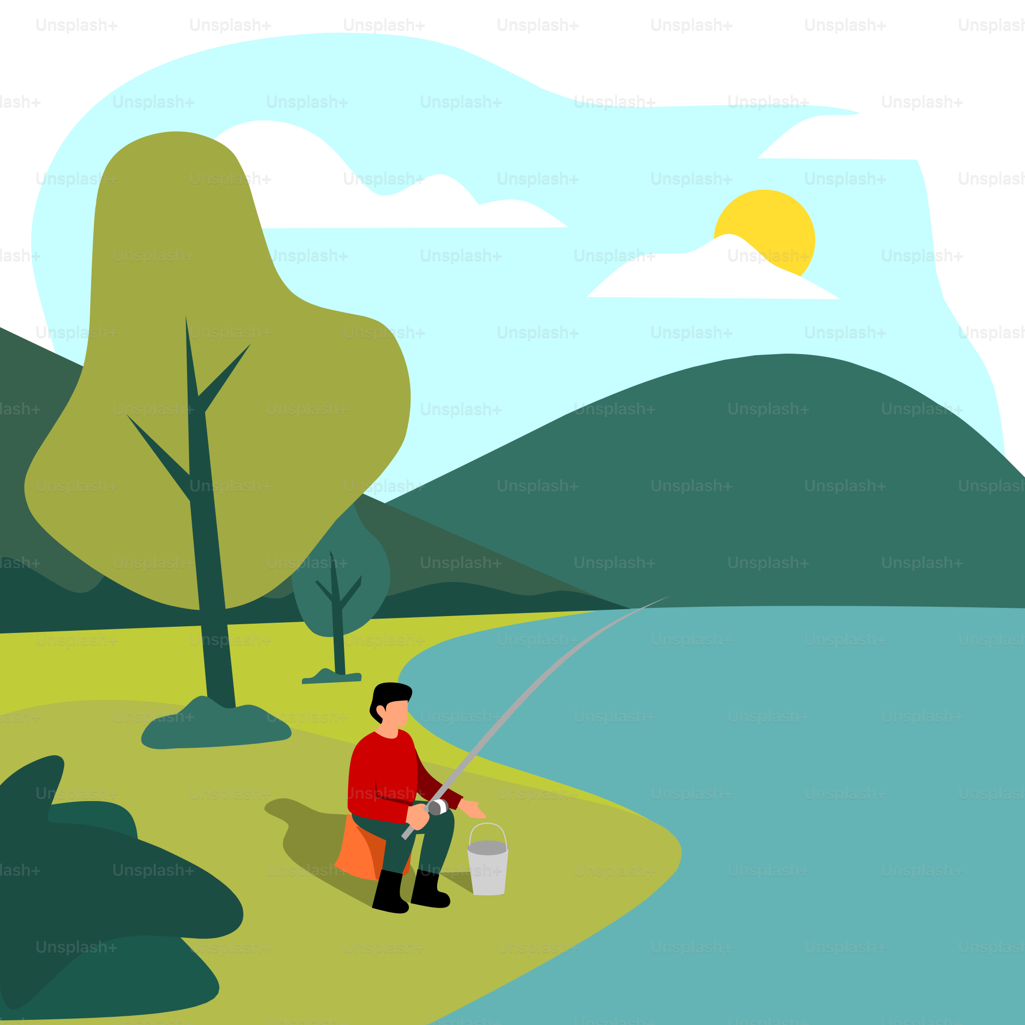 A man sitting on a bench next to a river