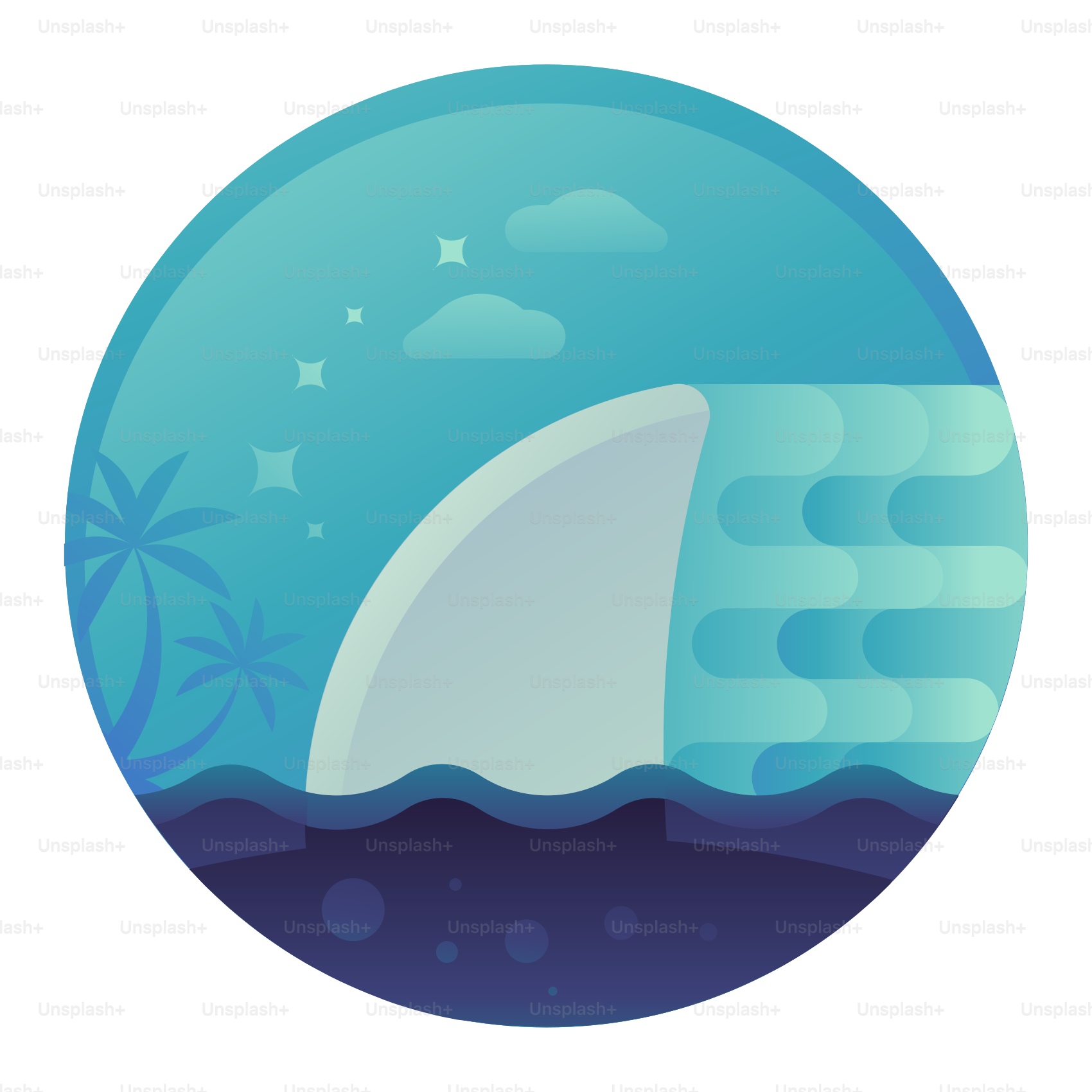 A picture of a large white shark in the ocean