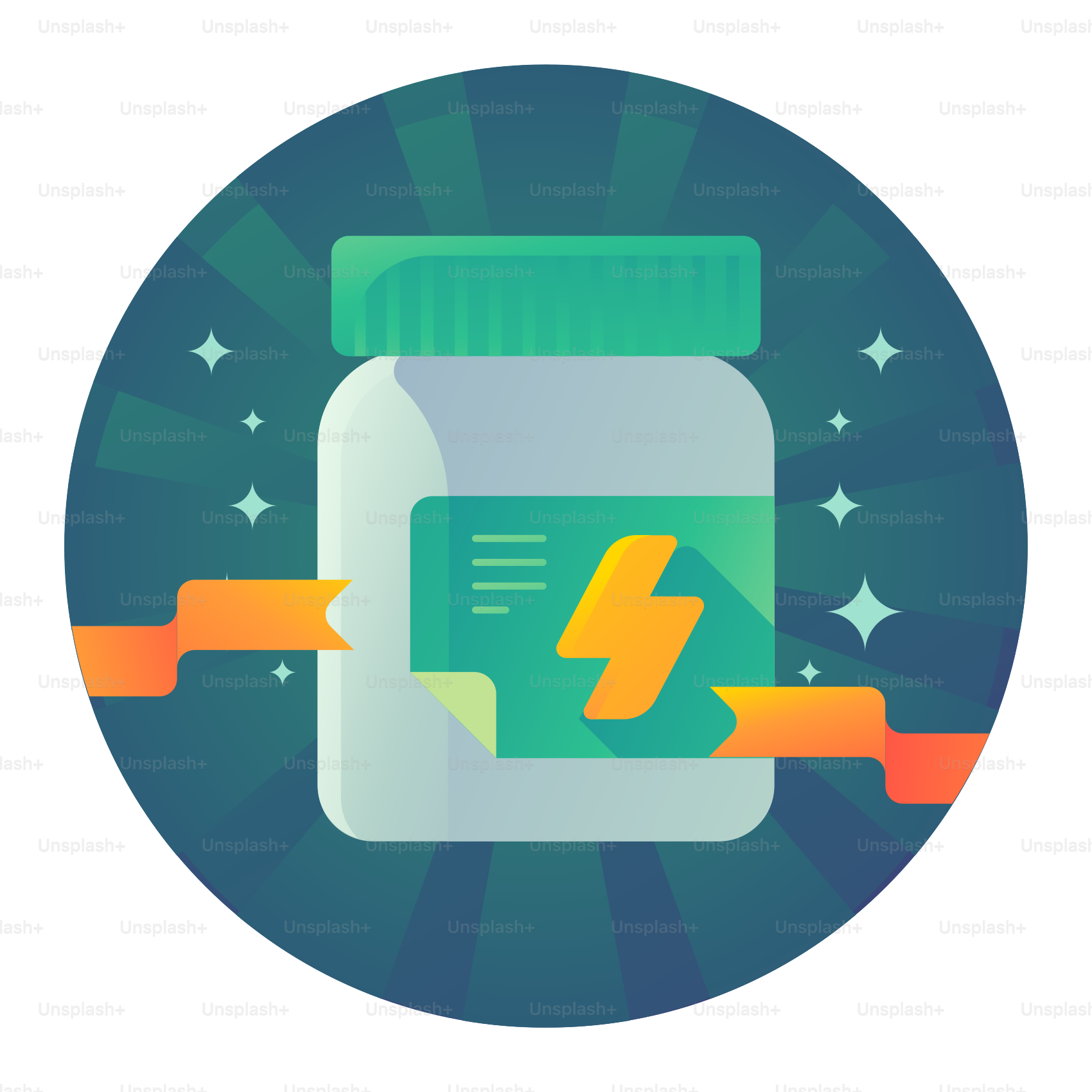 A jar of pills with a lightning bolt in it