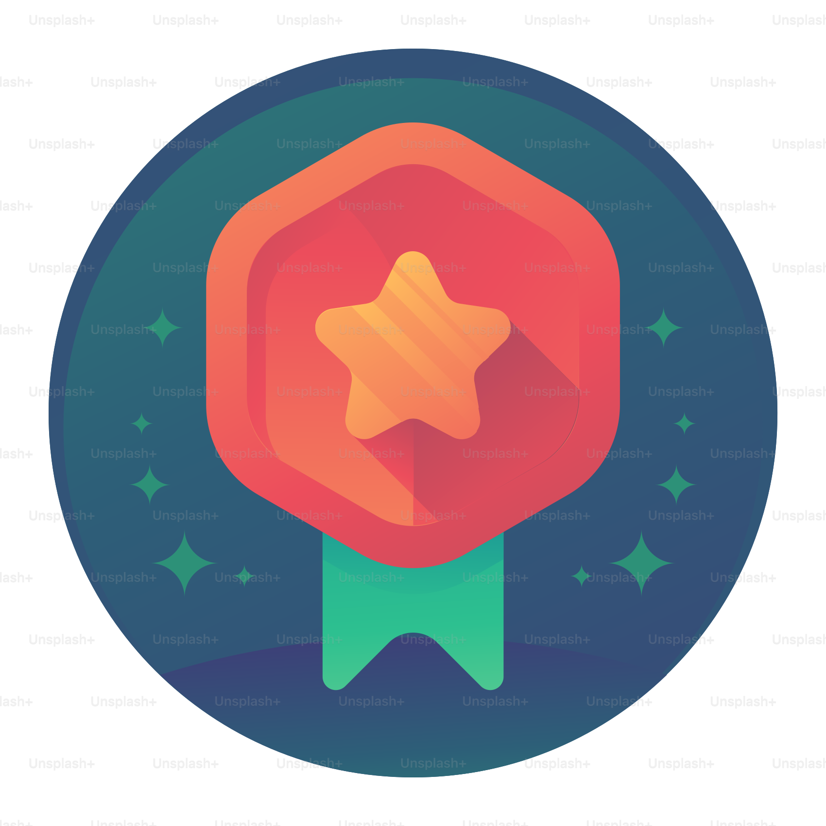 A star shaped award on a white background